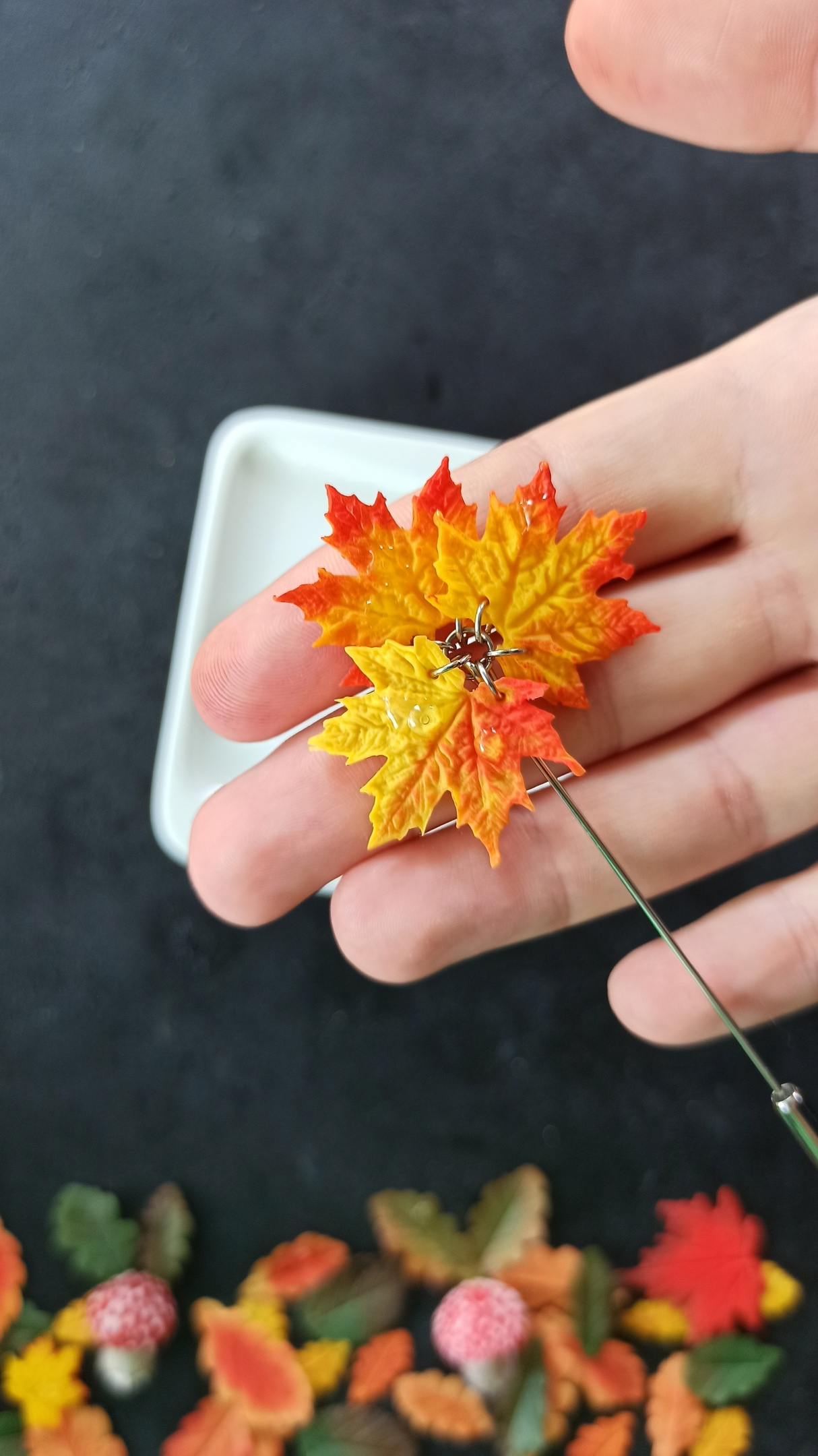 Autumn, with raindrops - My, Polymer clay, Needlework without process, Лепка, Longpost