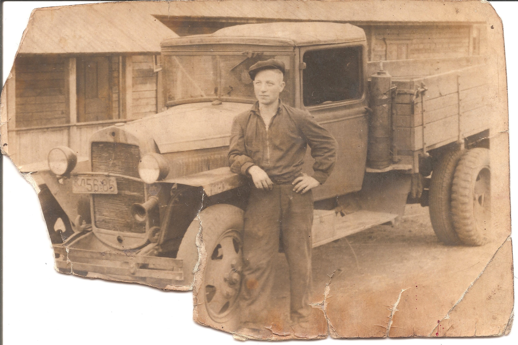 Grandfather and GAZ AA lorry - My, Semi-and-a-half, Grandfather, Retro, Made in USSR, Past, 40's, Old photo, A wave of posts