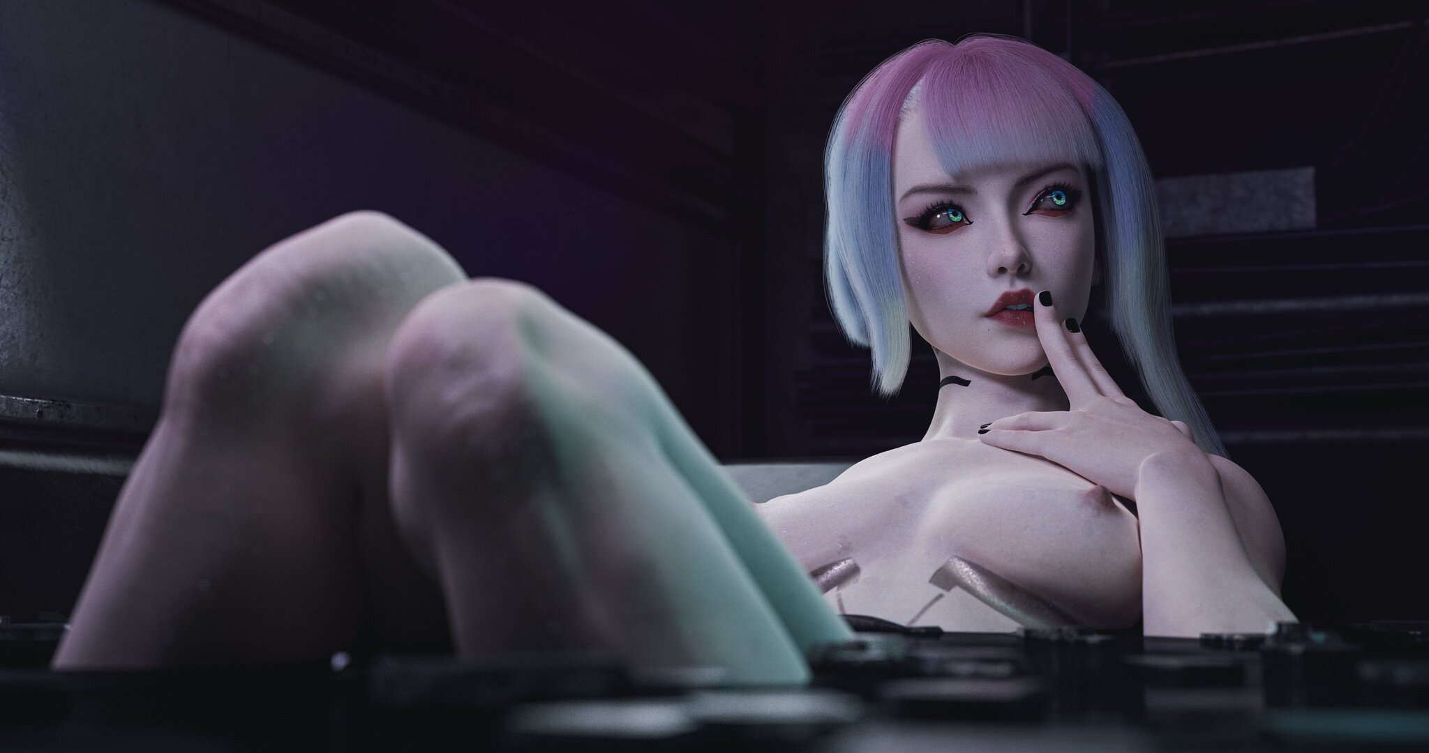 Lucy - NSFW, Erotic, Art, Lucy (Edgerunners), Cyberpunk 2077, Boobs, Girls, 3D, Bath