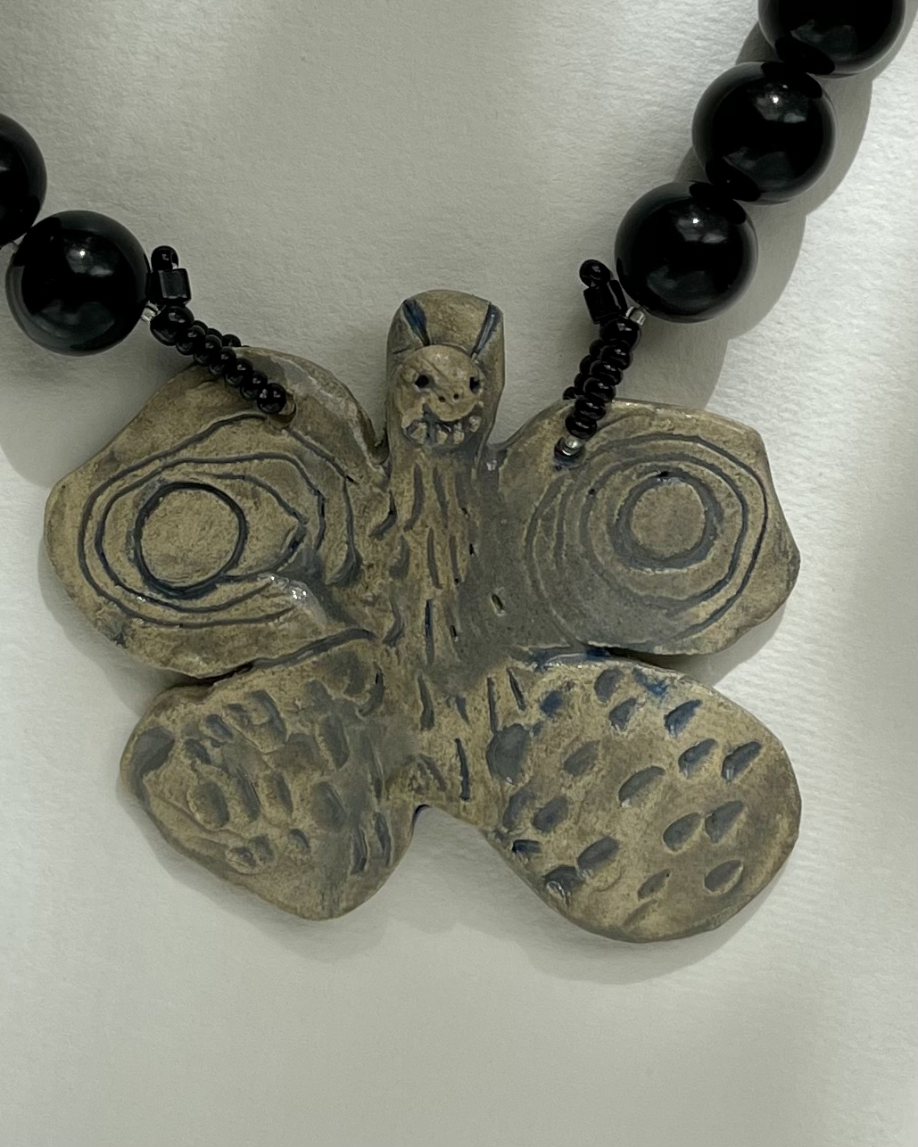 Butterflies BlueMarine - My, Butterfly, Ceramics, Handmade, Art, Pearl, Necklace, Necklace, Bijouterie, Decoration, Creation, Creativity, Creative people, Longpost