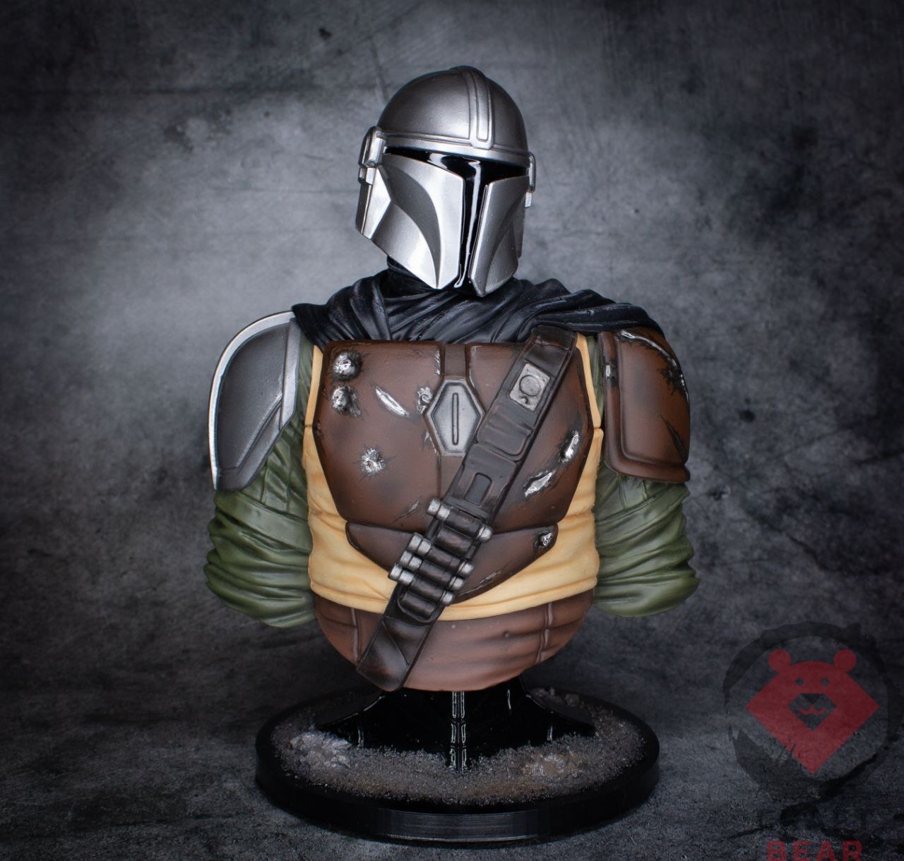 Bust of MANDALORIAN - My, Crossposting, Pikabu publish bot, Star Wars, Mandalorian, Movies, Painting, Video, Vertical video, Painting miniatures, Figurines, Collecting, Foreign serials, 3D печать, Scale model, Longpost