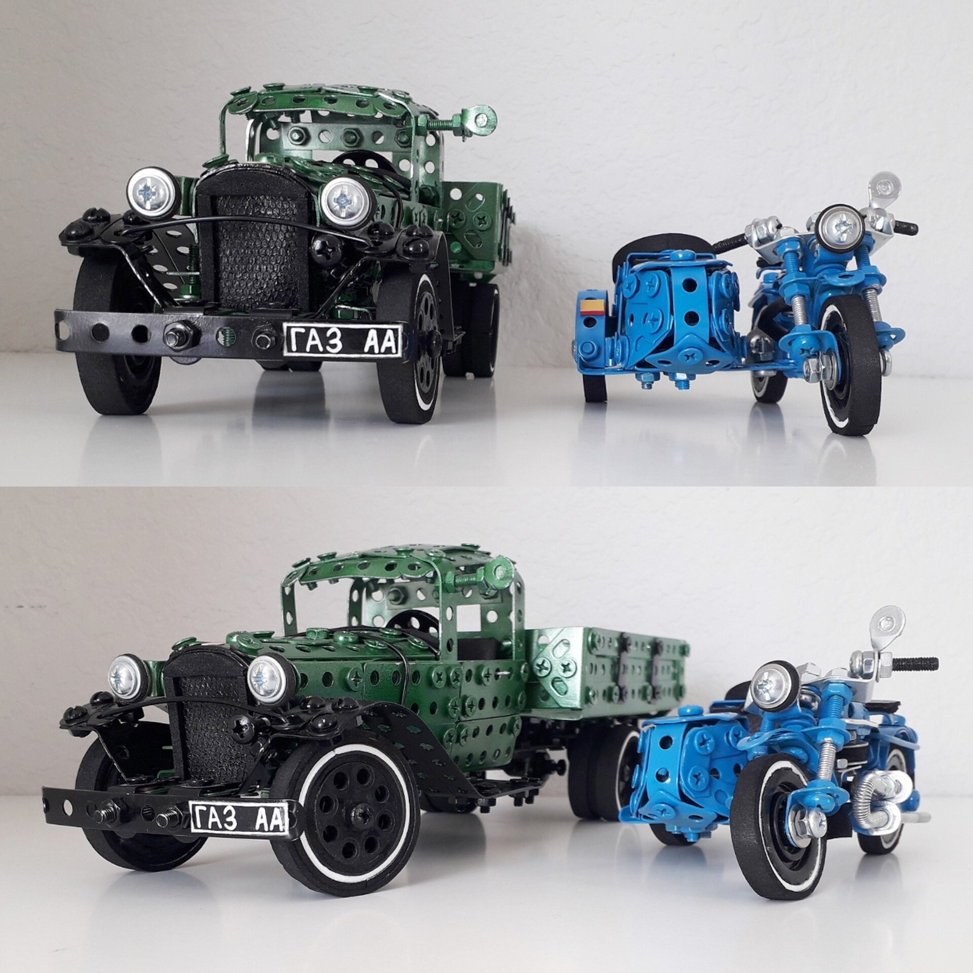 GAZ-AA, Ural IMZ-8 made of metal constructor, wire, rubber and cardboard - My, Gas, Ural, Ural motorcycle, Truck, the USSR, Modeling