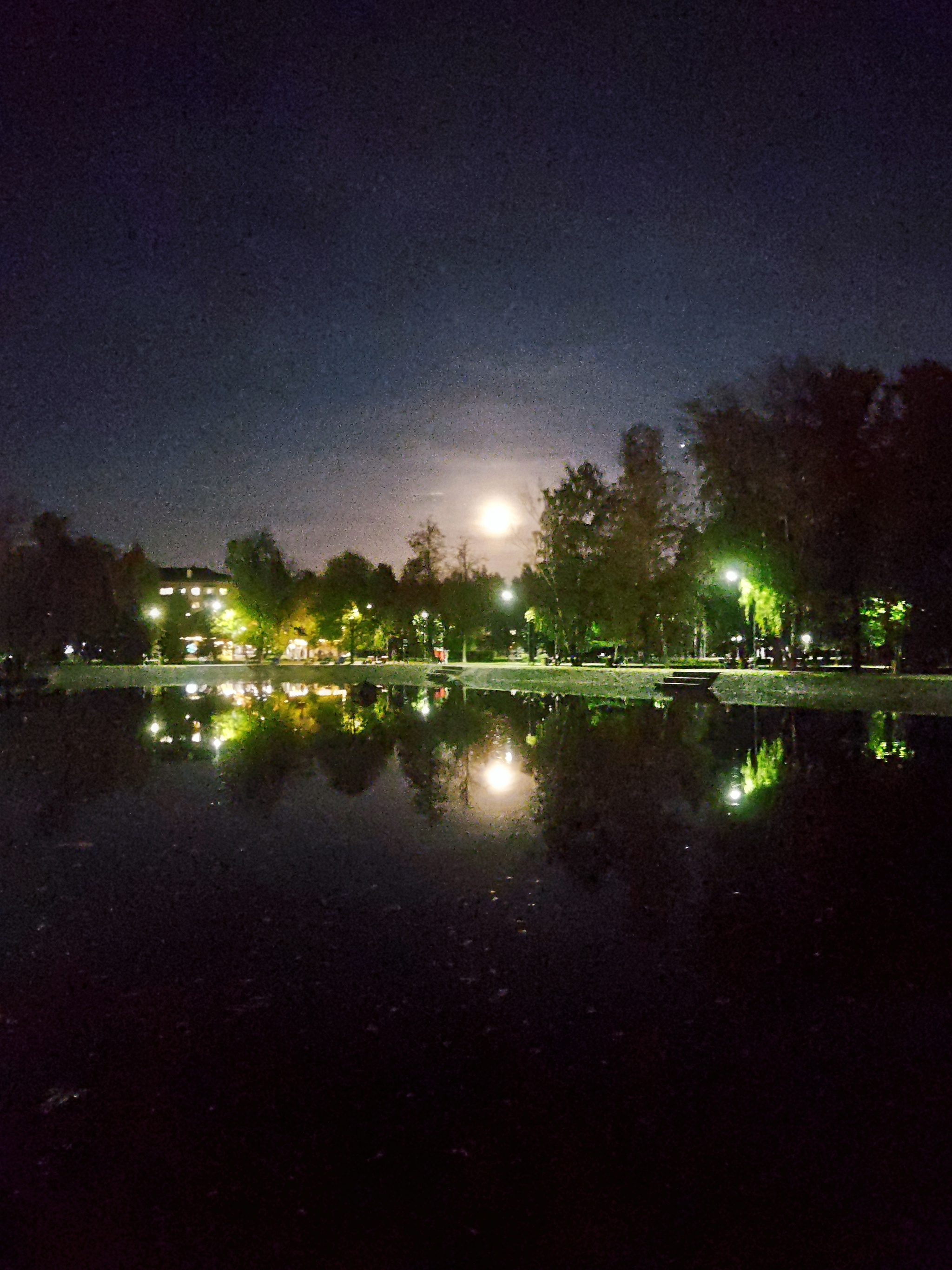 Moon in Uritsky Park - My, Mobile photography, The photo, beauty, Autumn