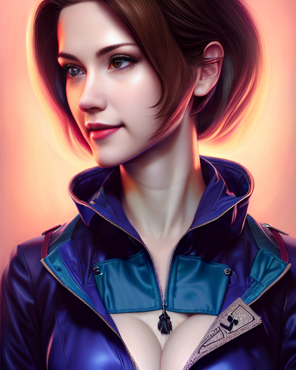 Jill Valentine and CO - Моё, Нейронные сети, Midjourney, Компьютерная графика, Сиськи, Искусственный интеллект, Цифровой рисунок, Картинки, Иллюстрации, Персонажи, Длиннопост