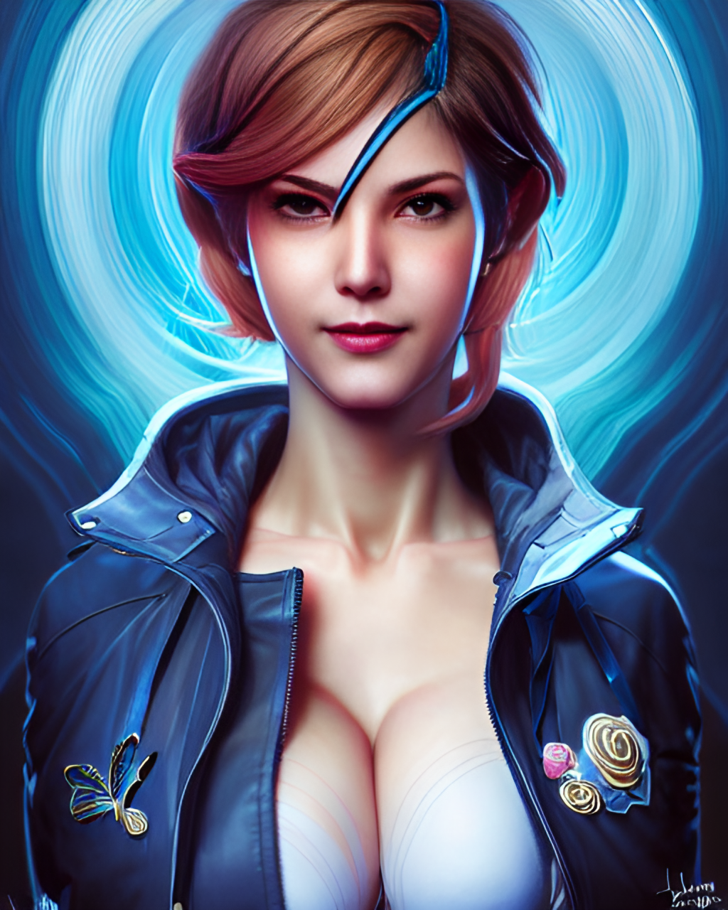 Jill Valentine and CO - Моё, Нейронные сети, Midjourney, Компьютерная графика, Сиськи, Искусственный интеллект, Цифровой рисунок, Картинки, Иллюстрации, Персонажи, Длиннопост