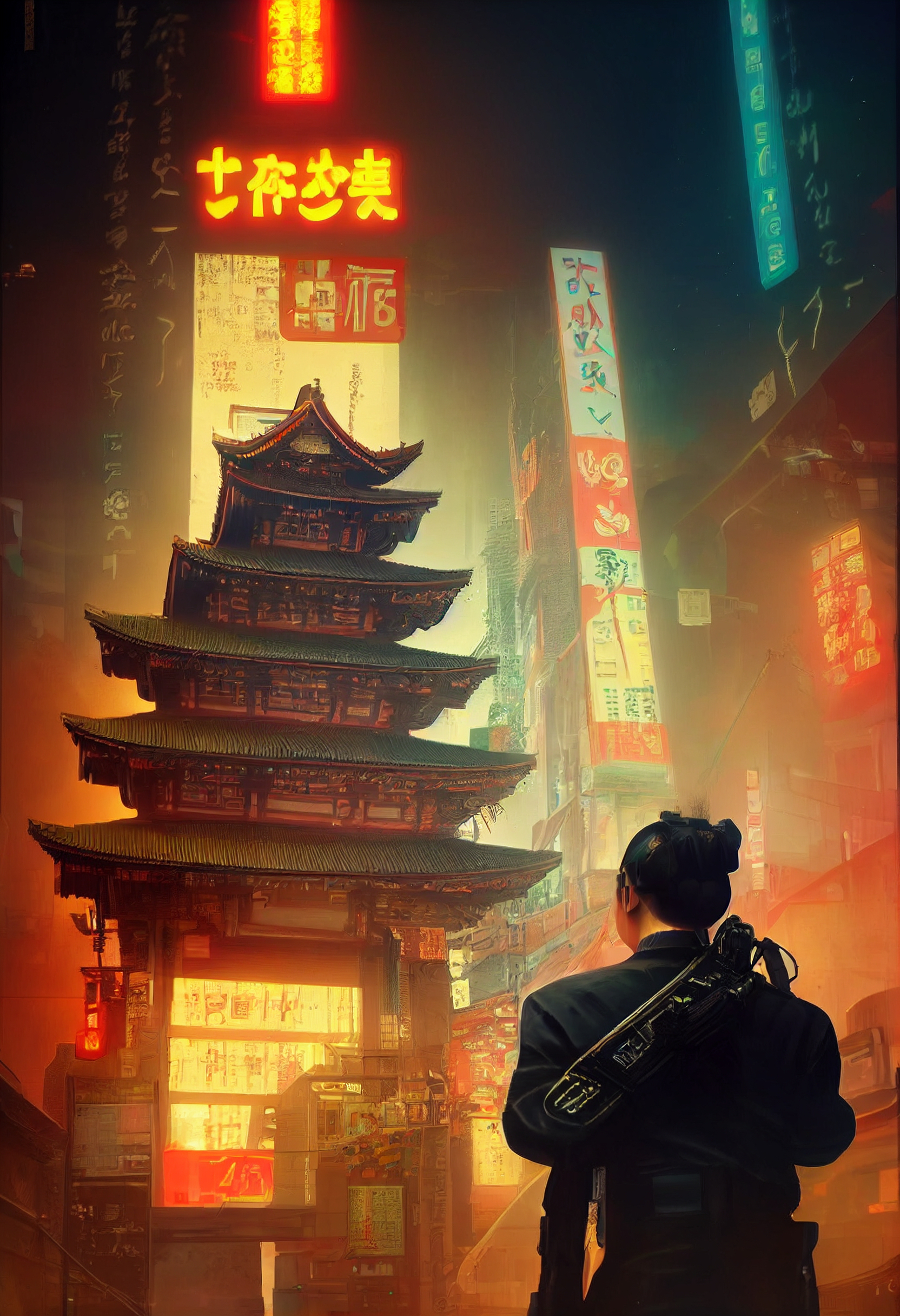 Land of the Rising Sun through the eyes of a neural network - Art, Нейронные сети, Computer graphics, Midjourney, Geisha, Japan, Cyberpunk, Drawing, Japanese, Longpost