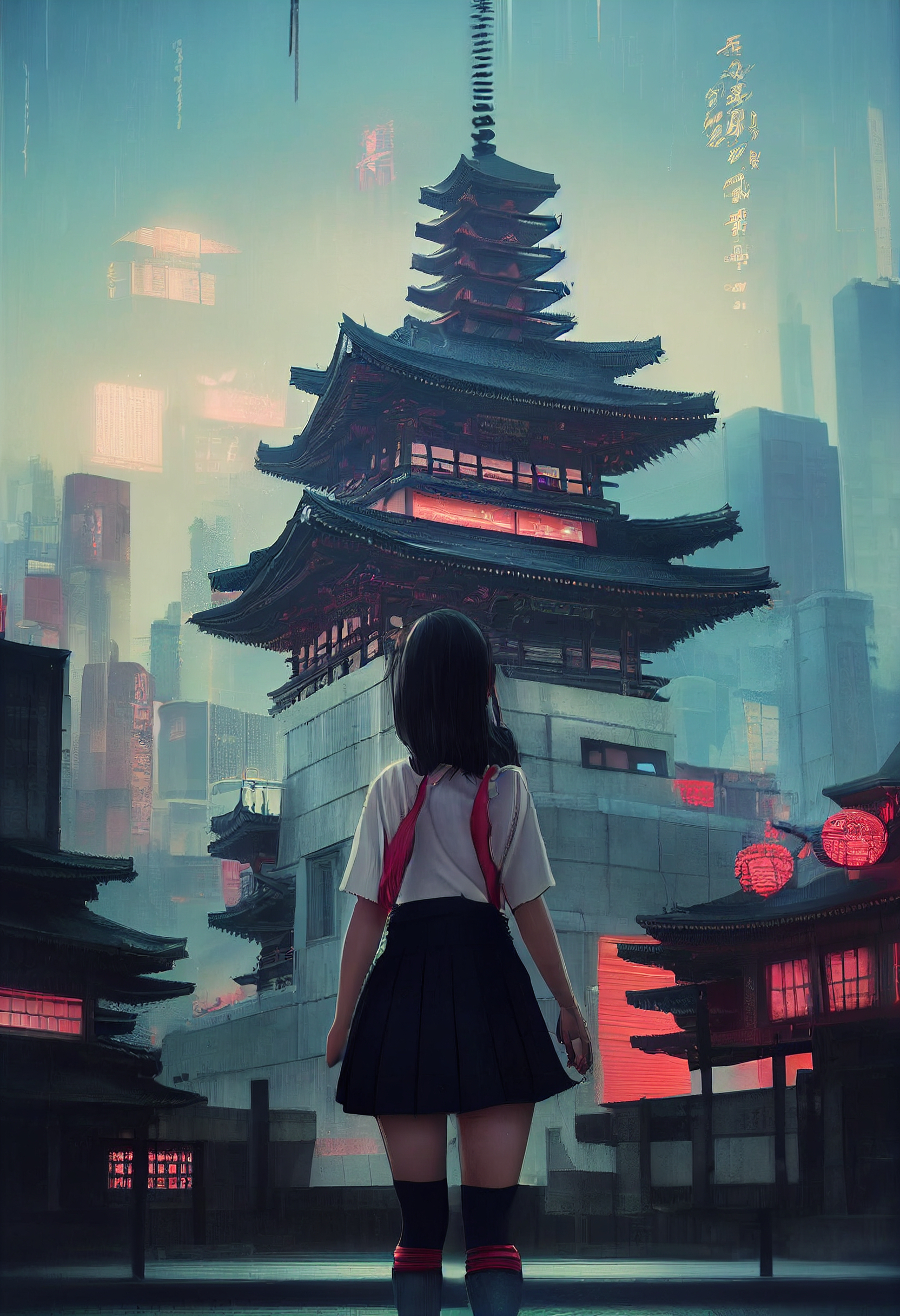 Land of the Rising Sun through the eyes of a neural network - Art, Нейронные сети, Computer graphics, Midjourney, Geisha, Japan, Cyberpunk, Drawing, Japanese, Longpost