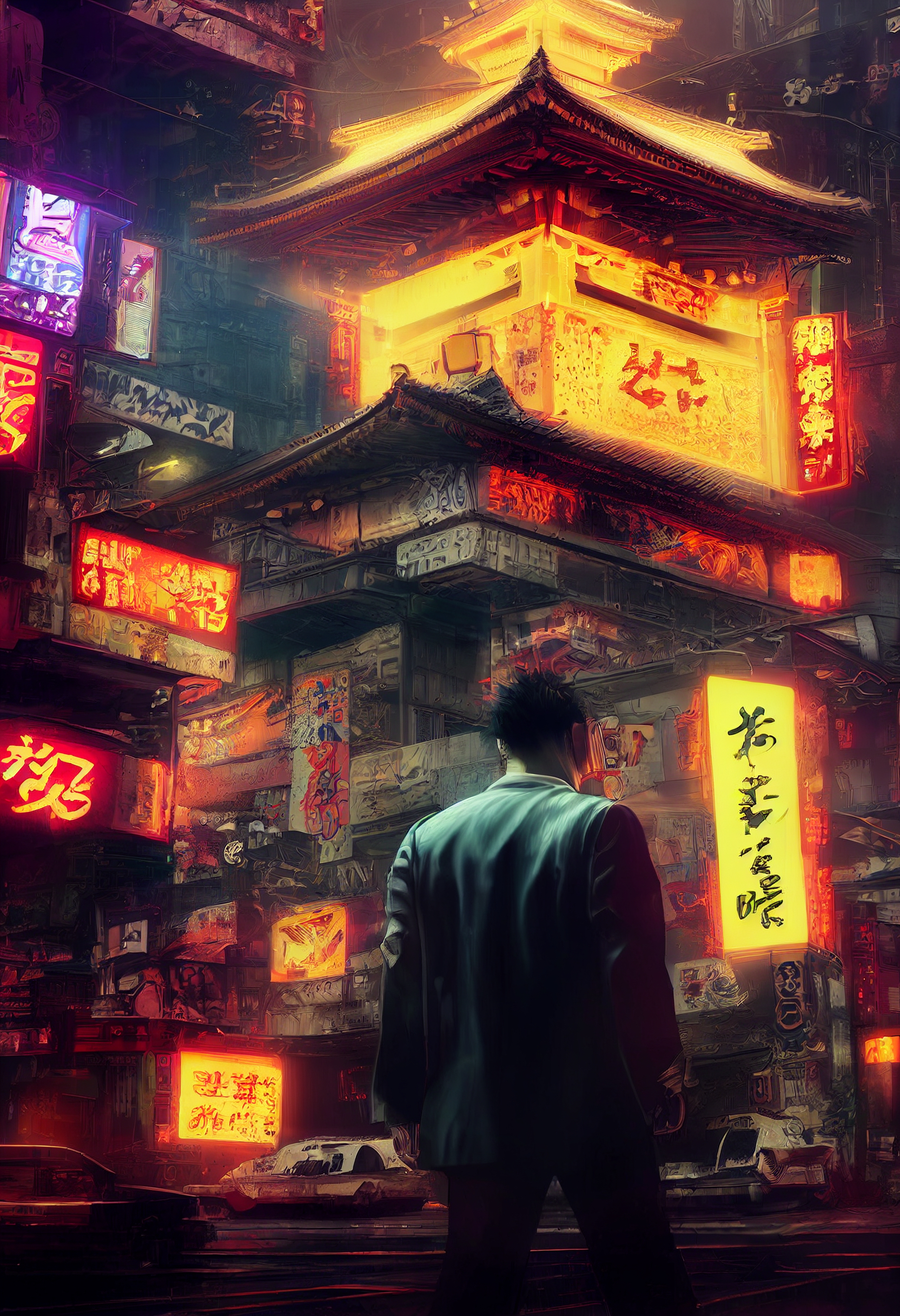 Land of the Rising Sun through the eyes of a neural network - Art, Нейронные сети, Computer graphics, Midjourney, Geisha, Japan, Cyberpunk, Drawing, Japanese, Longpost