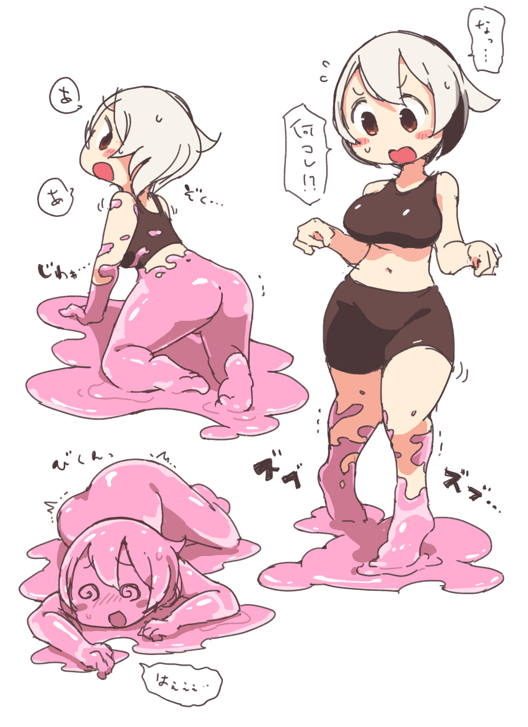 Pleasant Trouble at Chibi Girl - NSFW, Anime, Anime art, Original character, Tentacles, Vore, Slime, Tentacles, Longpost