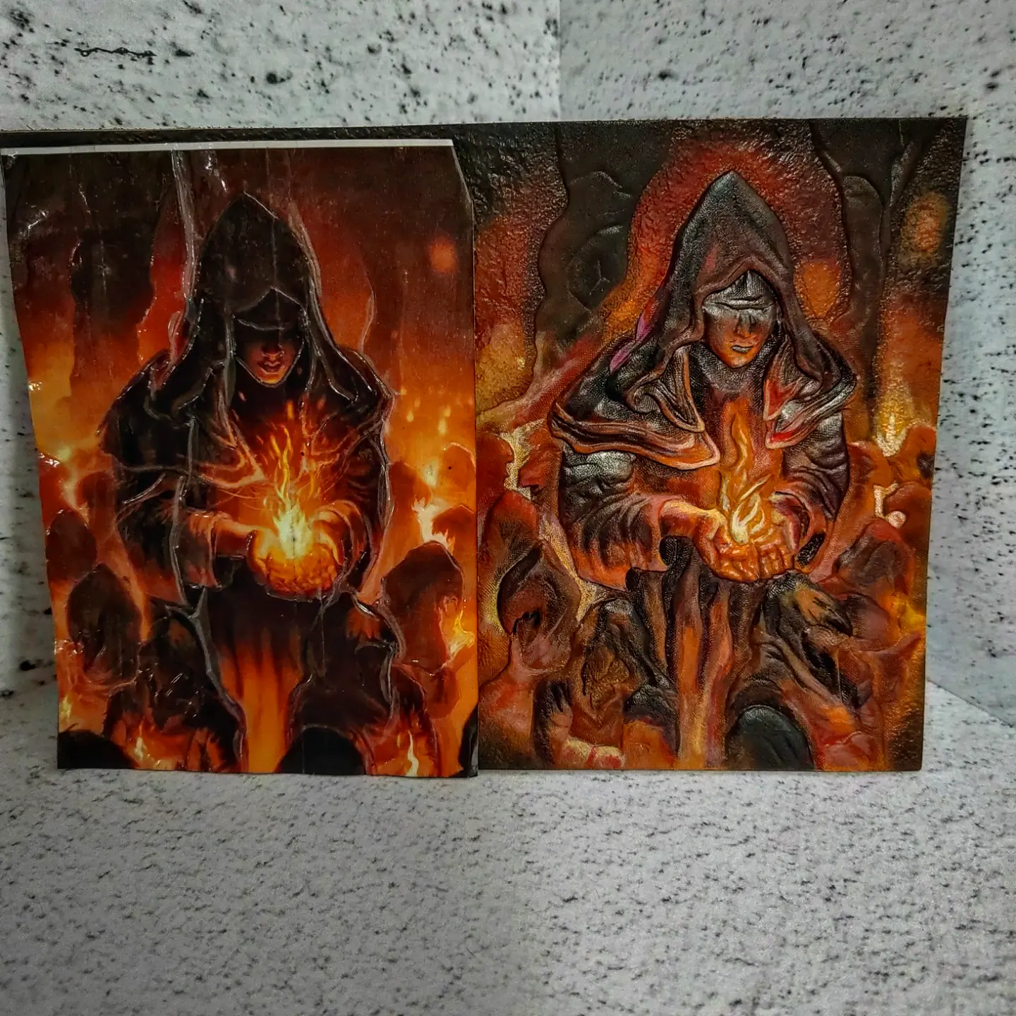 Dark Souls - Witch of Izalith - My, Dark souls, Witch Isalita, Embossing on leather, Painting, Leather products, Handmade, Presents, With your own hands, Longpost, Needlework without process