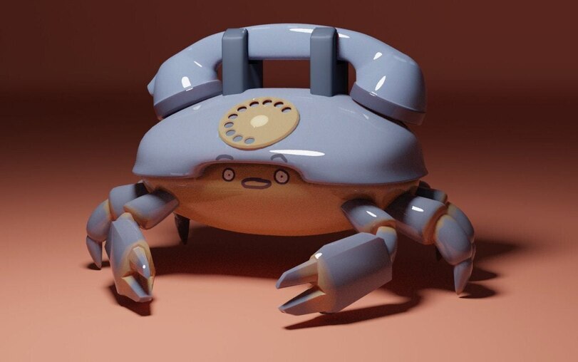 crabophone - Art, Telephone, Crab, 3D graphics