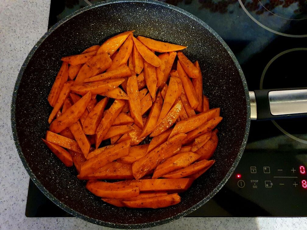 Sweet potato for dinner - My, Yummy, Dinner, Longpost, Sweet potato, Vegetables, Food