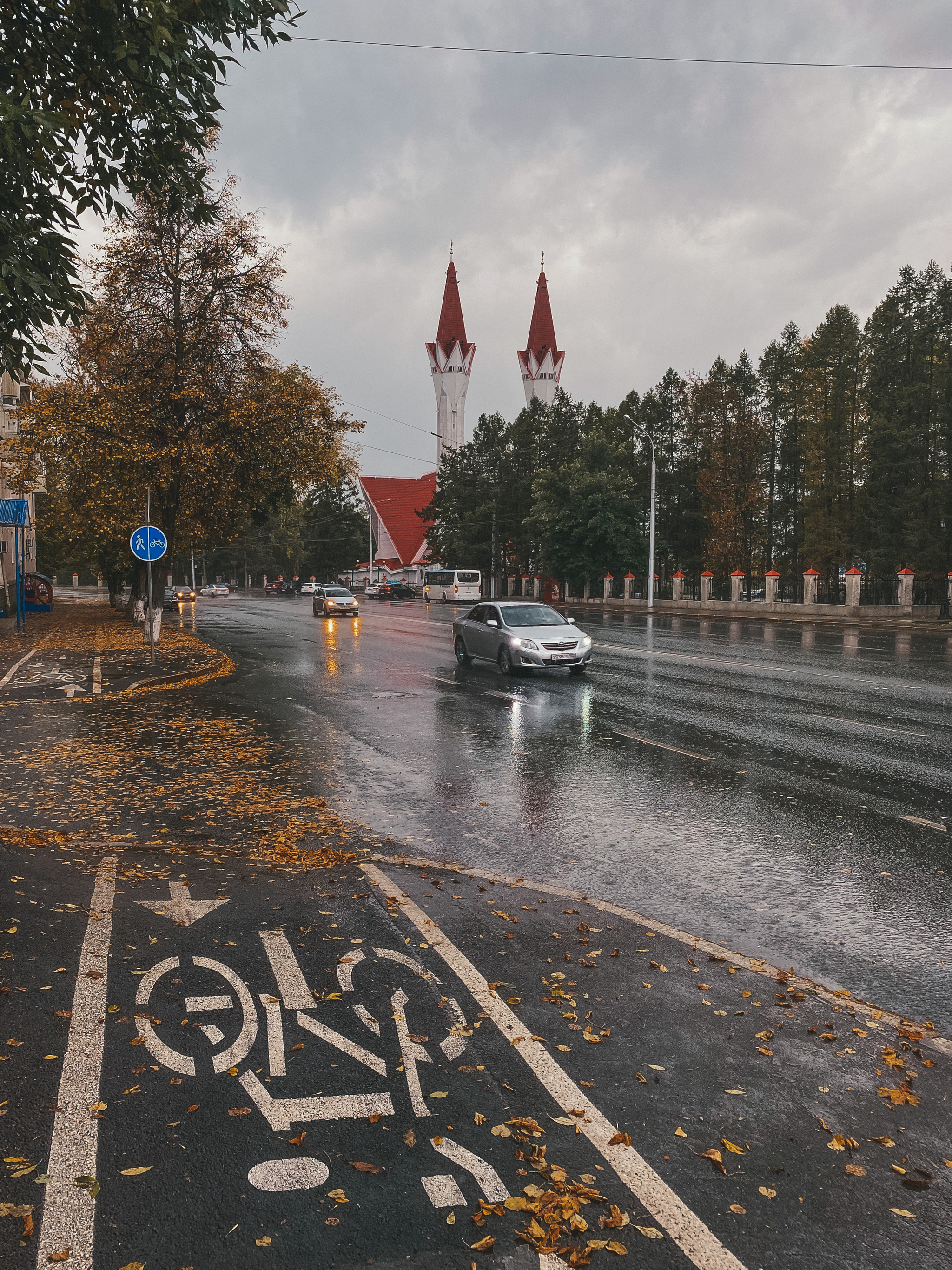 autumn city - My, Autumn, Rain, Town, Ufa, Longpost