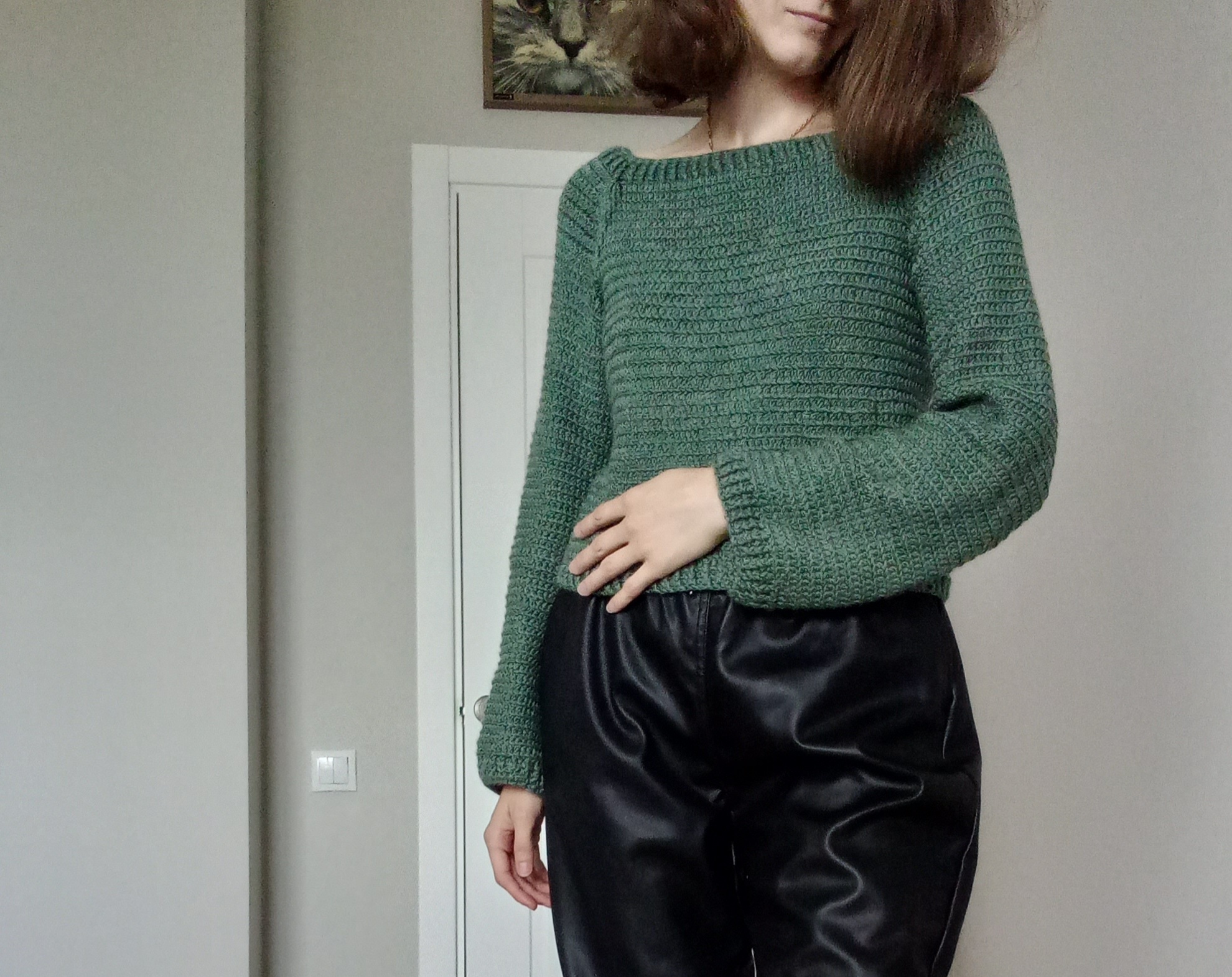 Cropped sweater for autumn - My, Knitting, Crochet, Needlework without process, Longpost