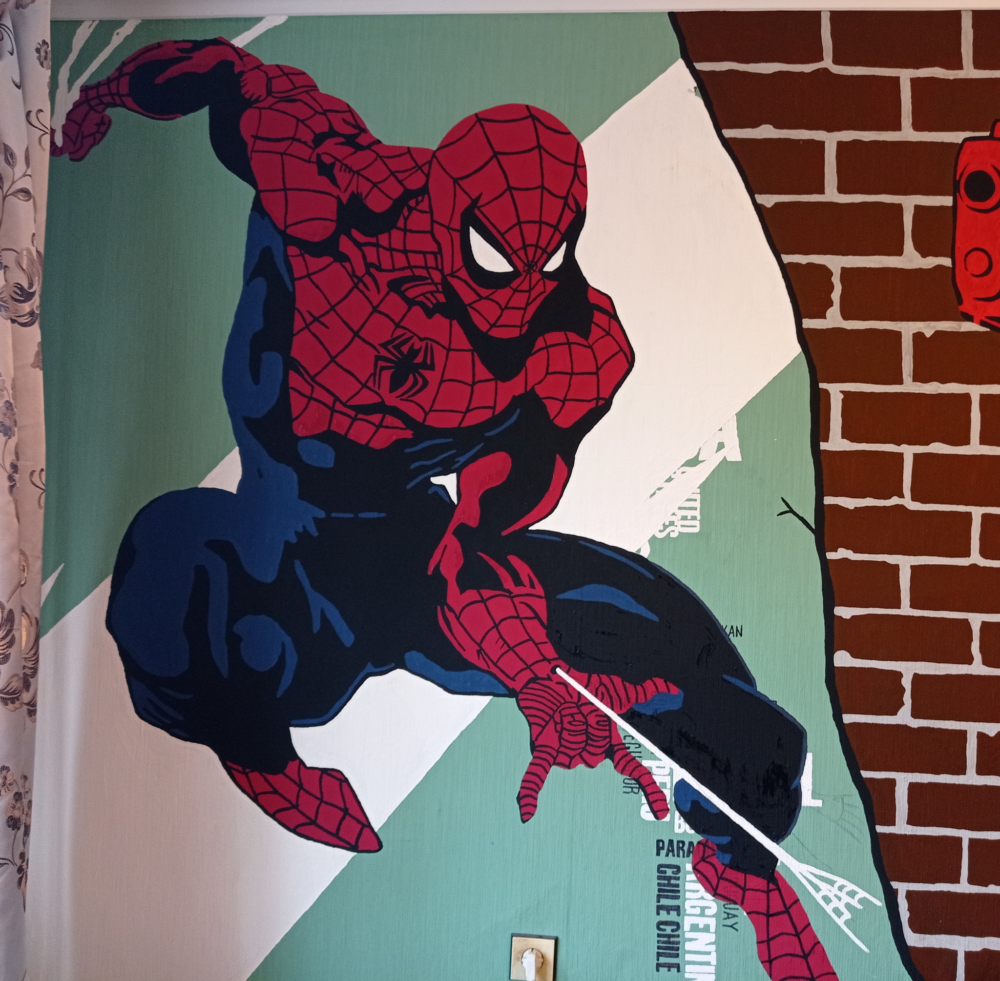 Spiderman on the wall - My, Needlework with process, Longpost, Spiderman