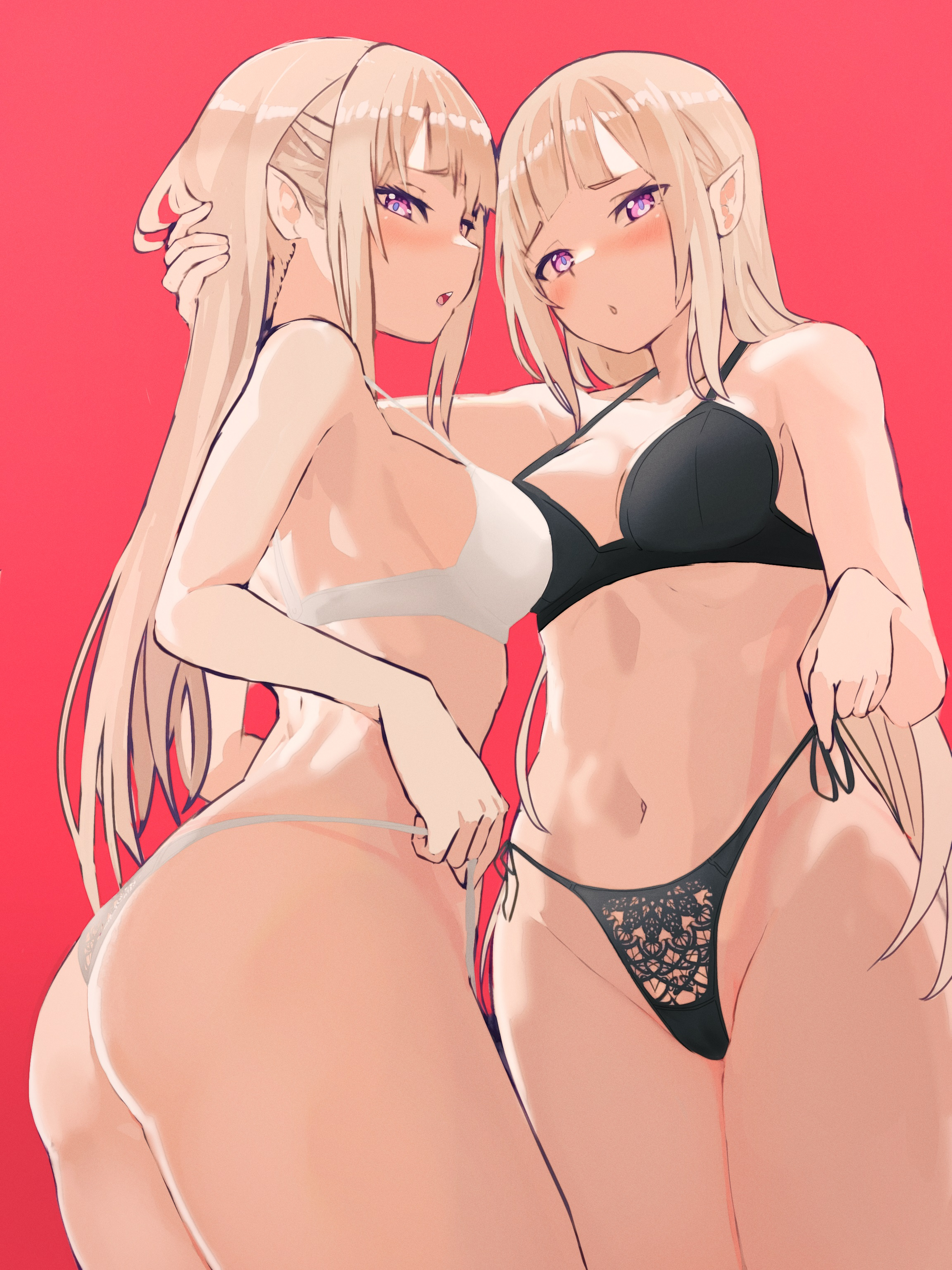 Emilia & Satella - NSFW, Anime art, Anime, Satella, Emilia, Re: Zero Kara, Yuri, Longpost