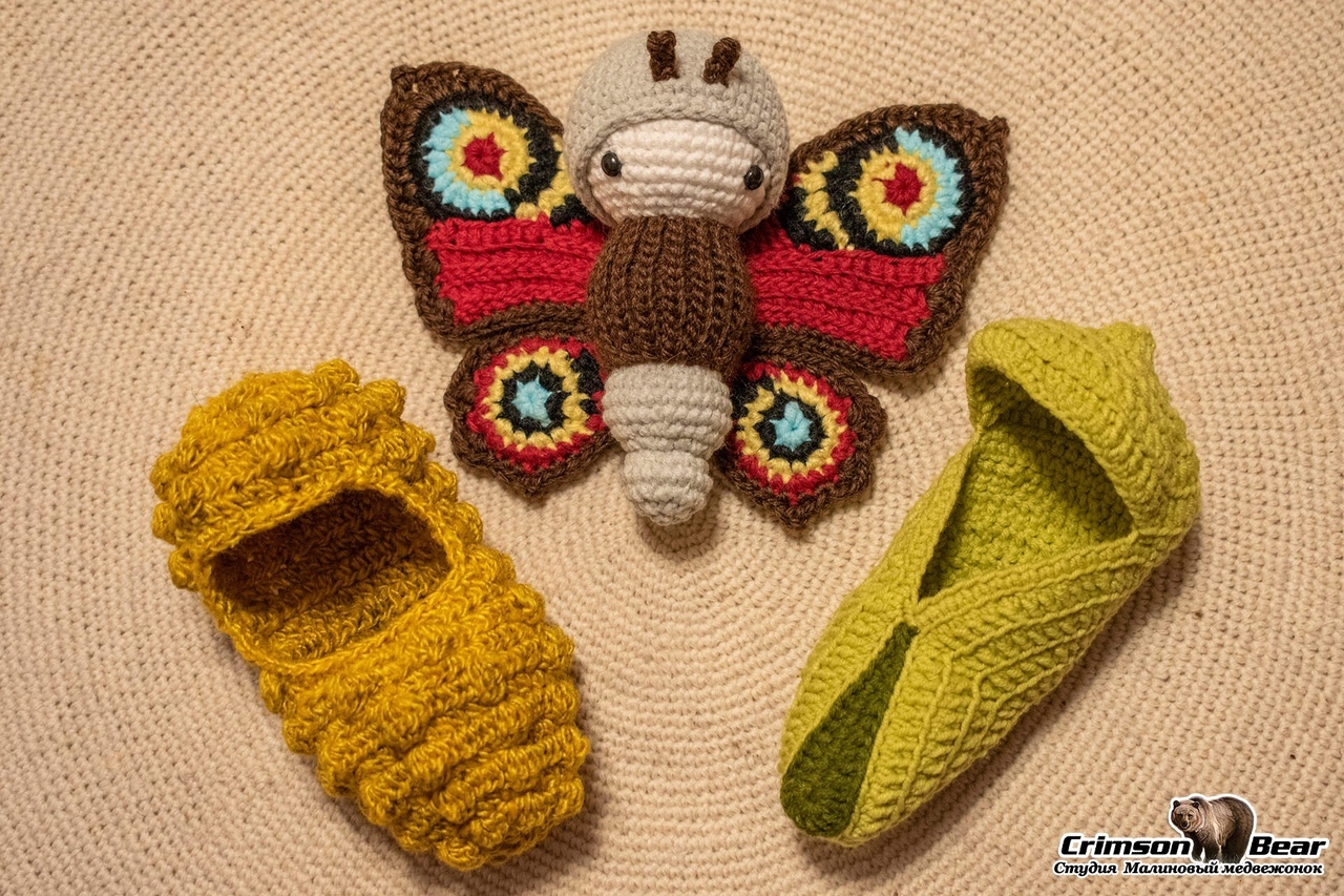 Insects - My, Amigurumi, Needlework without process, Knitting, Soft toy, Insects, Butterfly, Жуки, Longpost