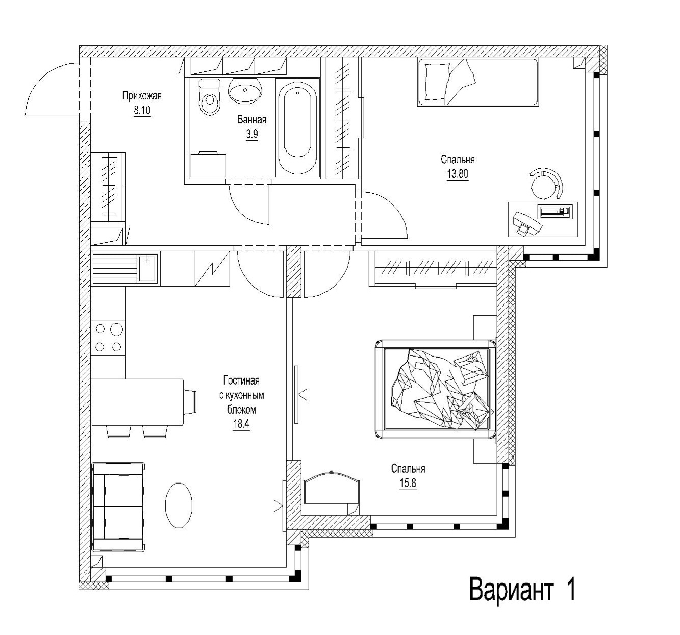 Layout 2k apartment - Layout, Repair of apartments