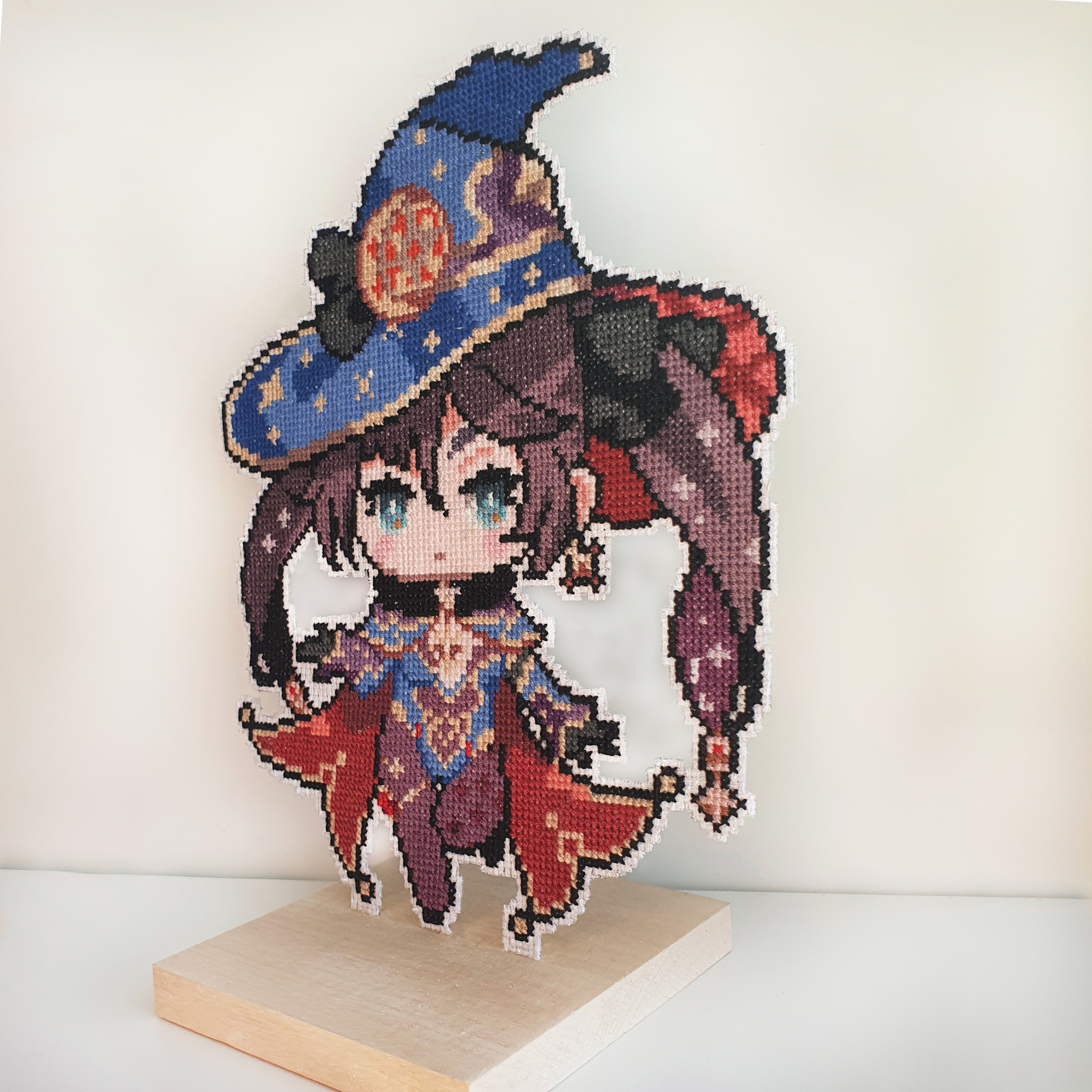 Mona | Genshin Impact | Cross-stitch - My, Needlework, Handmade, Embroidery, Creation, Genshin impact, Mona, Anime art, Games, Anime, With your own hands, Needlework with process, Craft, Longpost