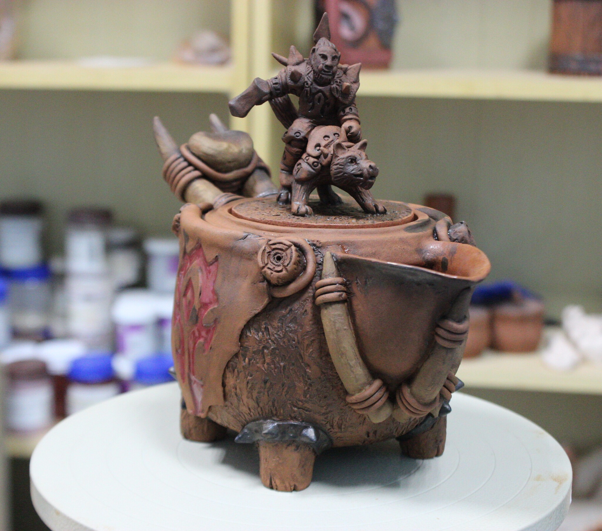 For the Horde! #3 - My, Ceramics, Needlework without process, His own ceramist, World of warcraft, Orcs, Horde, Kettle, Longpost