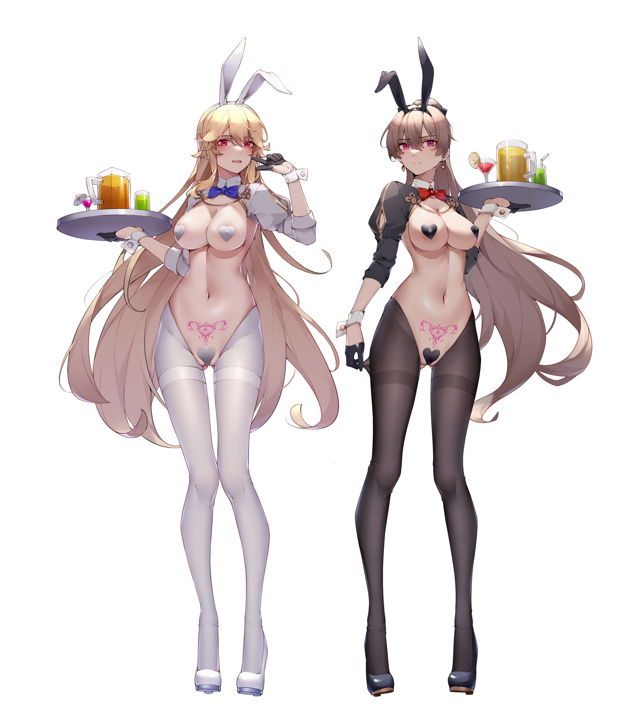 Bunnies - NSFW, Anime, Anime art, Azur lane, Jean Bart, Richelieu, Boobs, Tights, Hand-drawn erotica, Erotic, Longpost