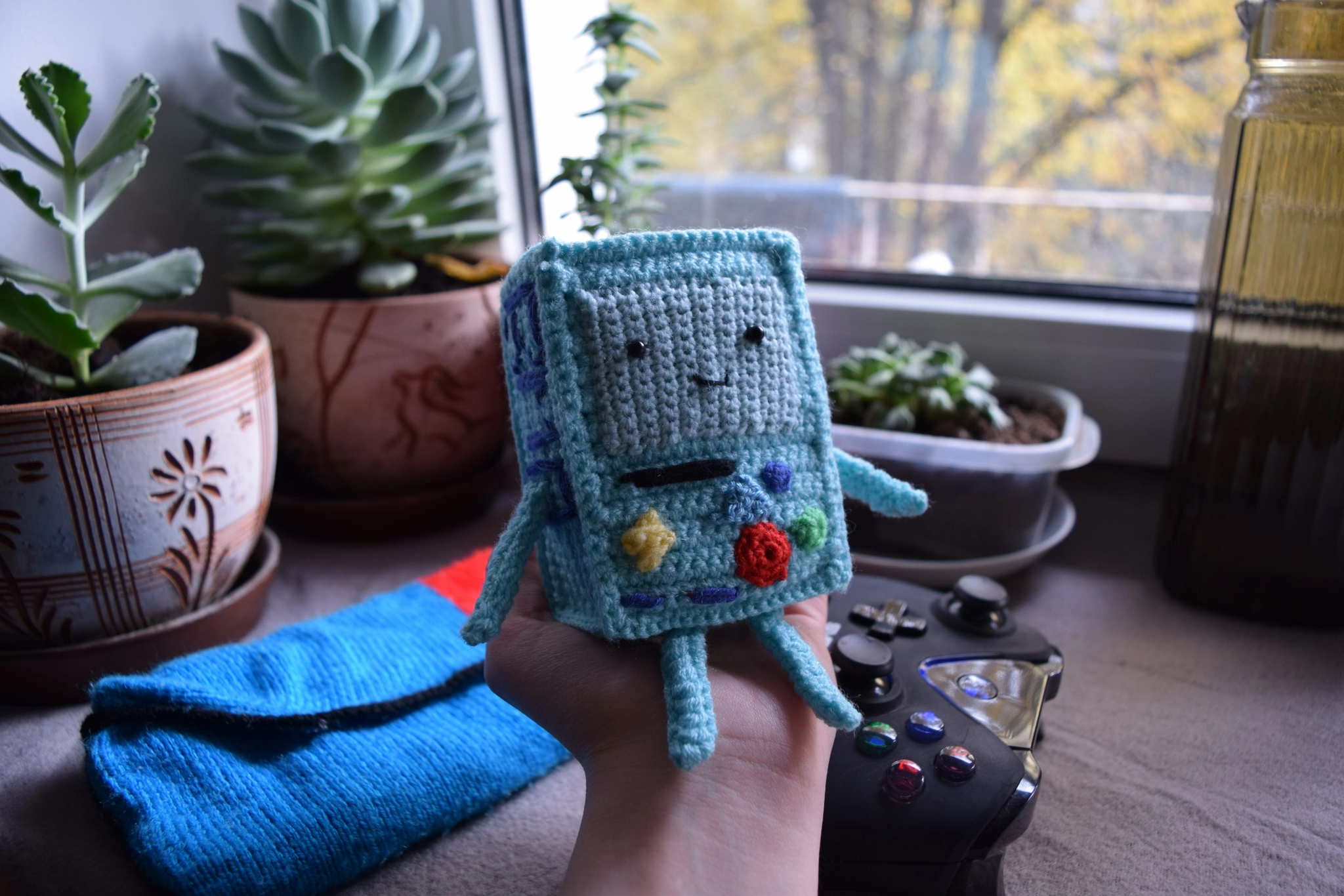 What about the adventure time? - My, Knitting, Crochet, Knitted toys, Needlework, Needlework without process, Toys, Cartoons, Adventure Time, Bmo, Soft toy, Author's toy, Longpost