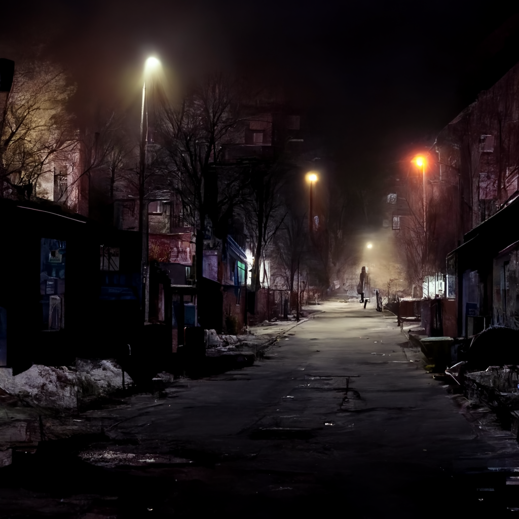 Evil district from the midjourney neural network - Нейронные сети, Artificial Intelligence, Midjourney, Art, District, Gopniks, Fight, Night city, Longpost