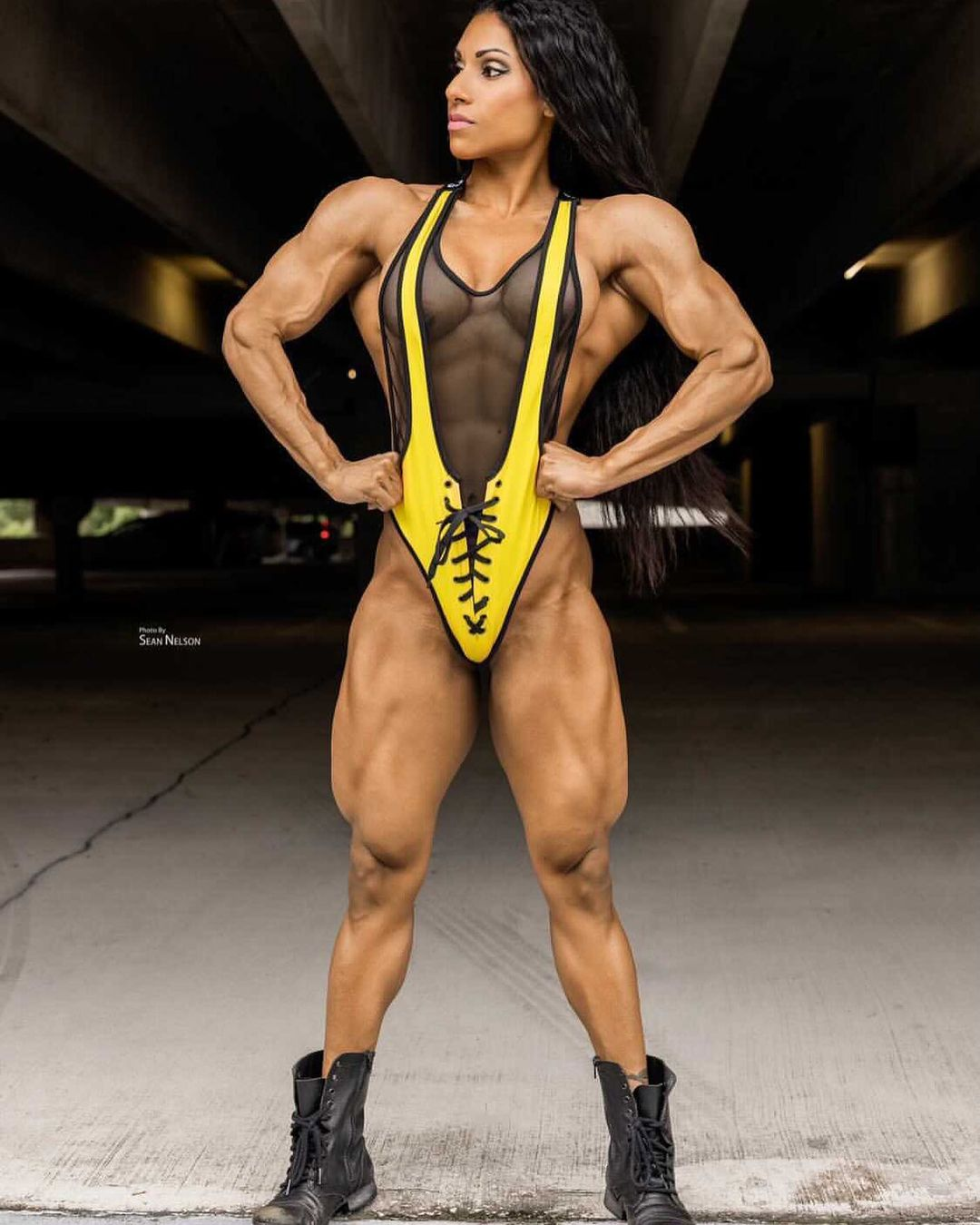 Sabah Sayed - NSFW, Sabah Syed, Bodybuilders, Strong girl, Body-building, Fitness, Swimsuit, The photo, Figure, Longpost