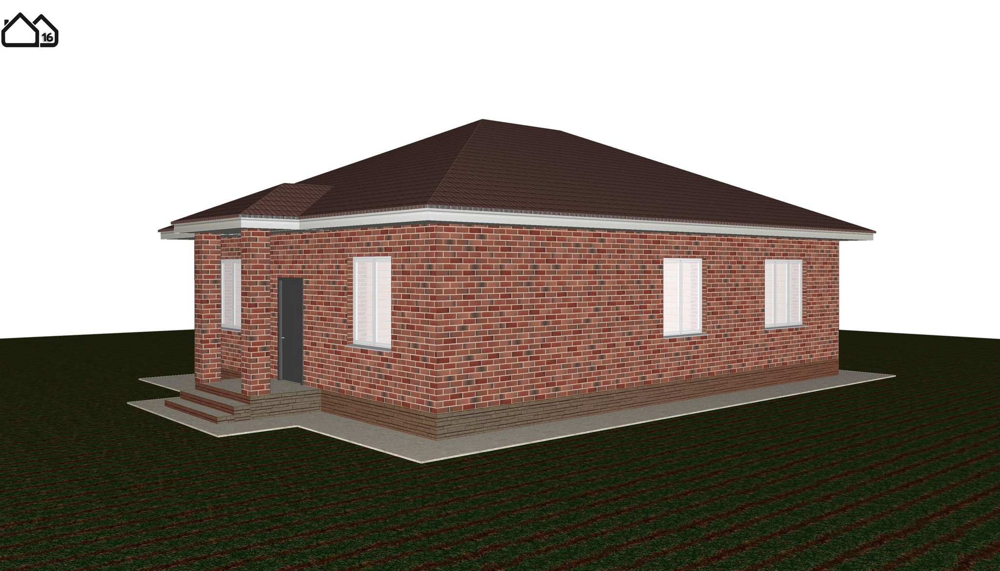 The project of a one-storey brick house with an area of 104 sq.m. with three bedrooms - the easiest and cheapest option in the performance - > download the project - My, Project, Interior, Building, Construction, Longpost