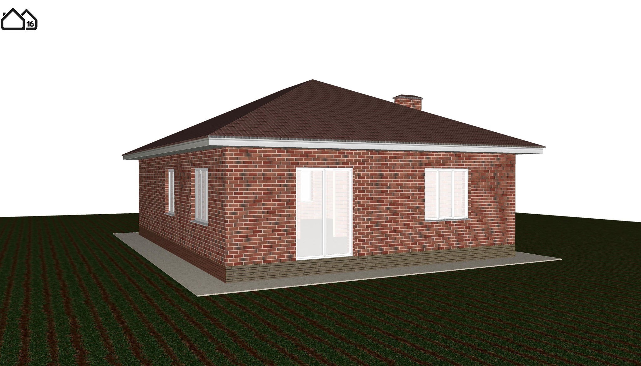 The project of a one-storey brick house with an area of 104 sq.m. with three bedrooms - the easiest and cheapest option in the performance - > download the project - My, Project, Interior, Building, Construction, Longpost