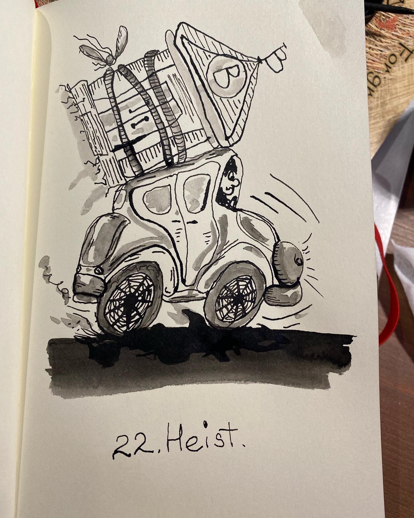 Day 22. Heist. Inktober 2022 - My, Inktober, Mascara, Drawing, Sketch, Illustrations, Art