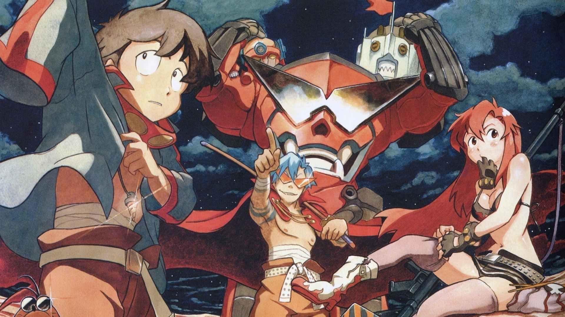 Can't I watch Gurren Lagann? Moron - Anime art, Anime, Simon, Kamina, Yoko Littner, Gurren lagann