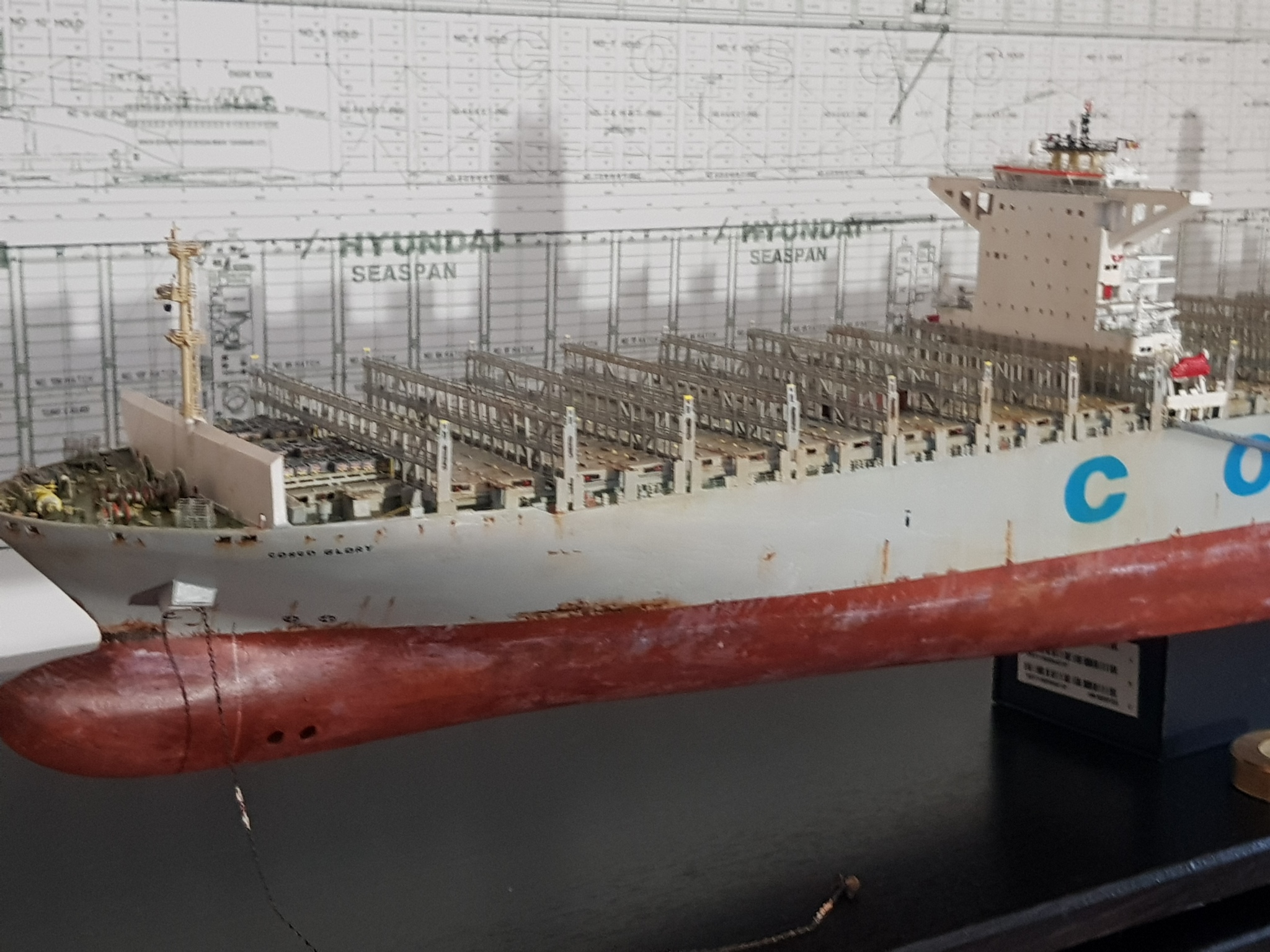 1:350 COSCO container ship - My, Scale model, Vessel, Ship, Modeling, Collection, Miniature, Painting miniatures, Collecting, Longpost