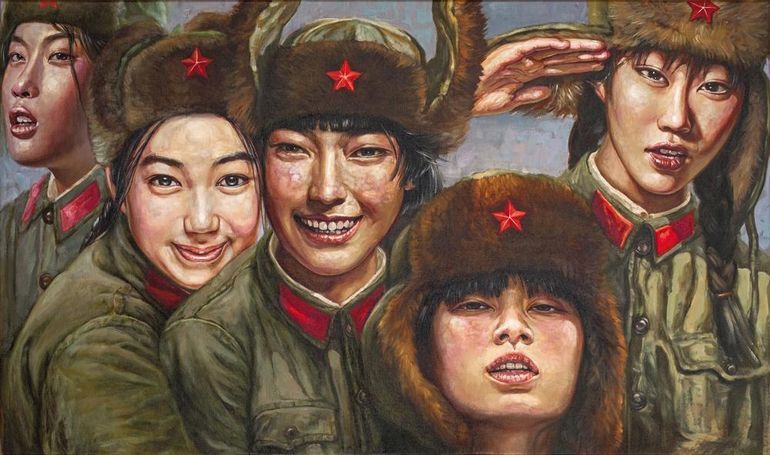 Girls in the Chinese Army: Hu Min's Sexy Painting - NSFW, China, Chinese, Painting, Artist, The culture, Erotic, Modern Art, Painting, Longpost