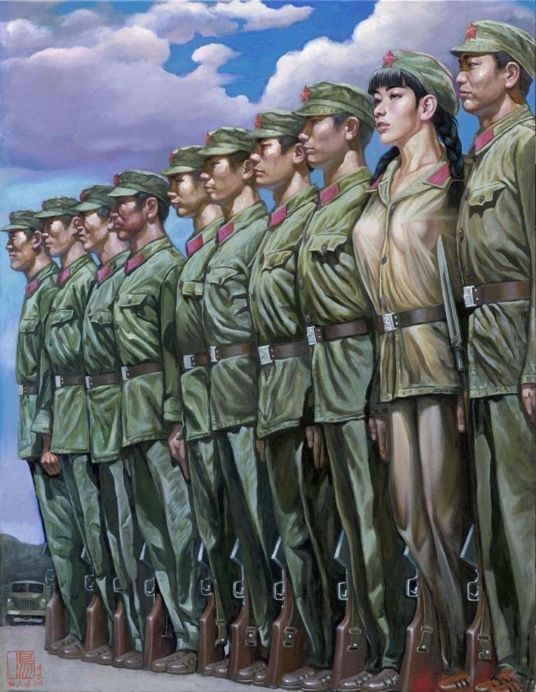 Girls in the Chinese Army: Hu Min's Sexy Painting - NSFW, China, Chinese, Painting, Artist, The culture, Erotic, Modern Art, Painting, Longpost