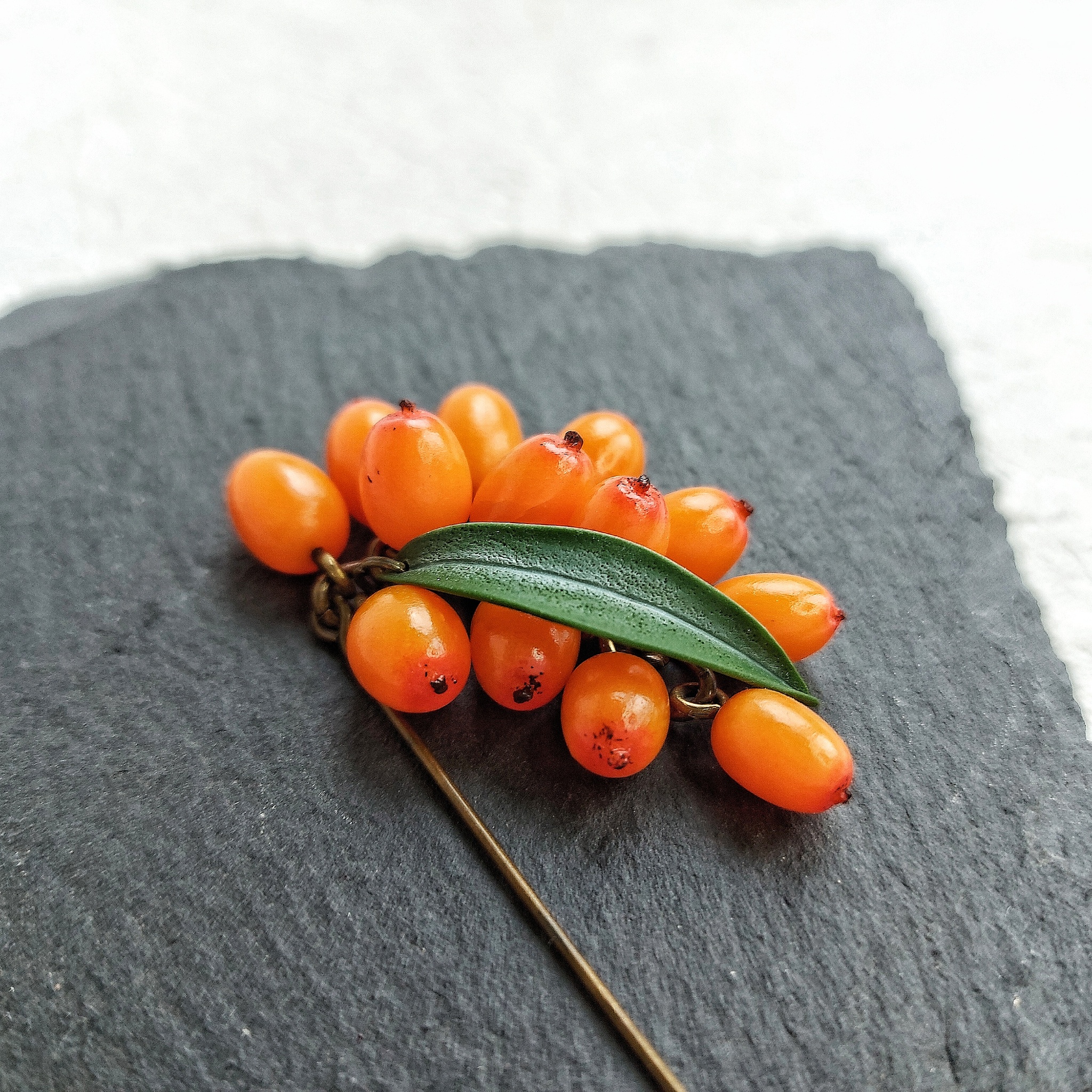 Sea ??buckthorn - My, Sea buckthorn, Polymer clay, Needlework without process, Berries, Longpost