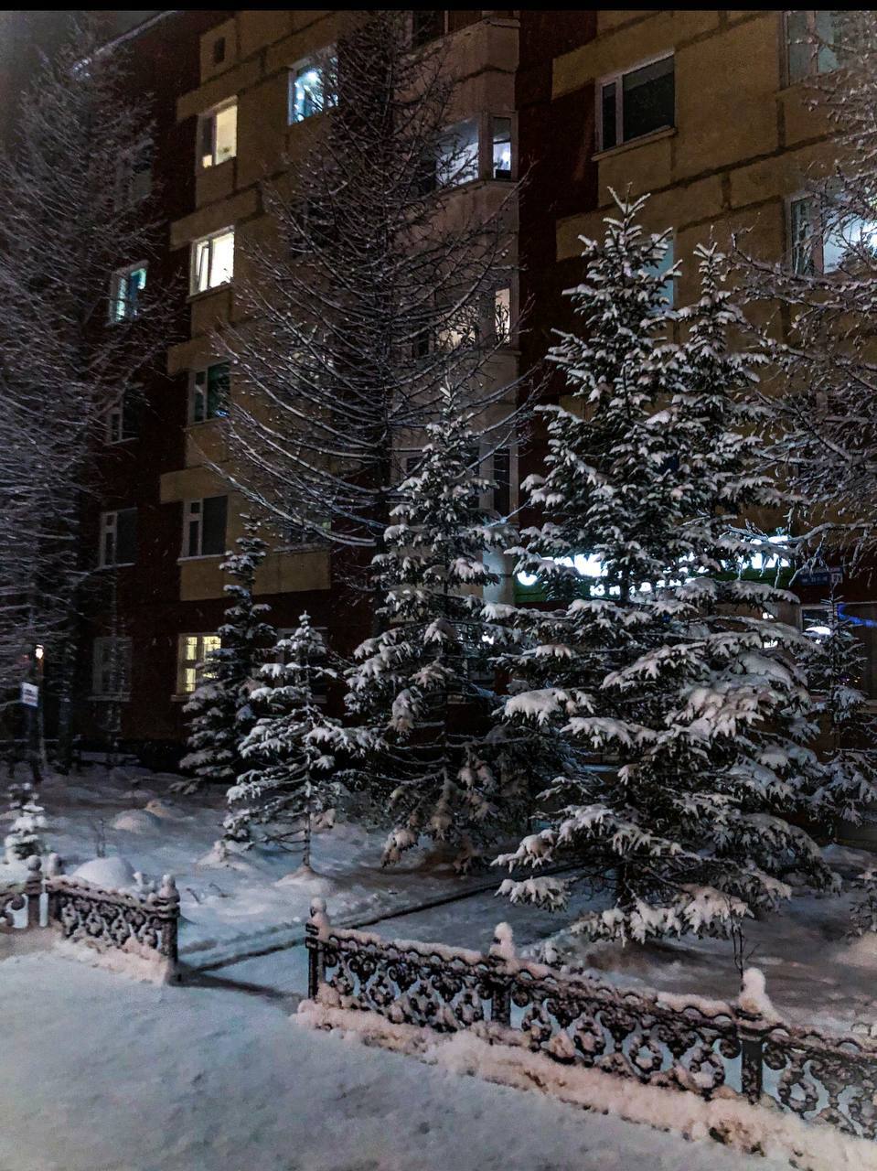 And we have snow, and you? - My, Snow, Winter, Christmas trees, New Urengoy, Longpost, Lamp