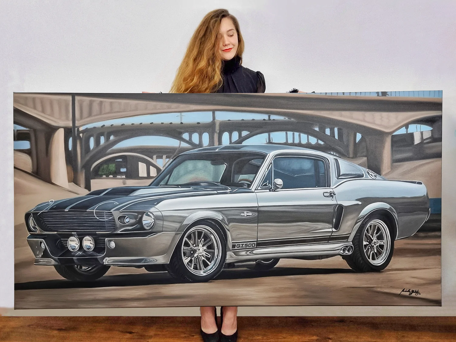 My oil painting, which took me 220 hours! - My, Auto, Wheelbarrow, Mustang, Motorists, Drawing
