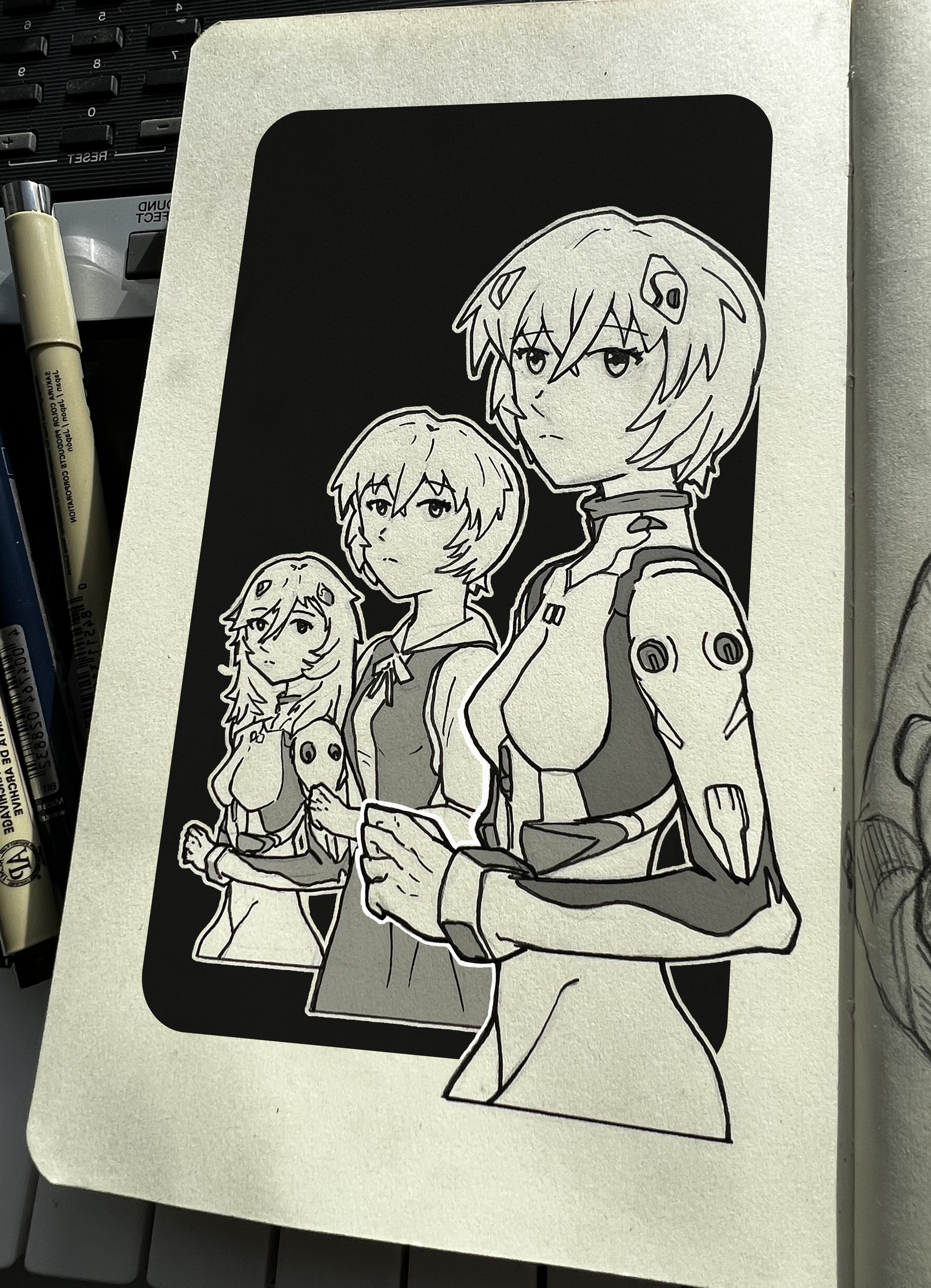 INKTOBER 2022 - My, Artist, Art, Drawing, Painting, Inktober, Challenge, Graphics, Black and white, Evangelion, Rei ayanami, Digital, Anime art