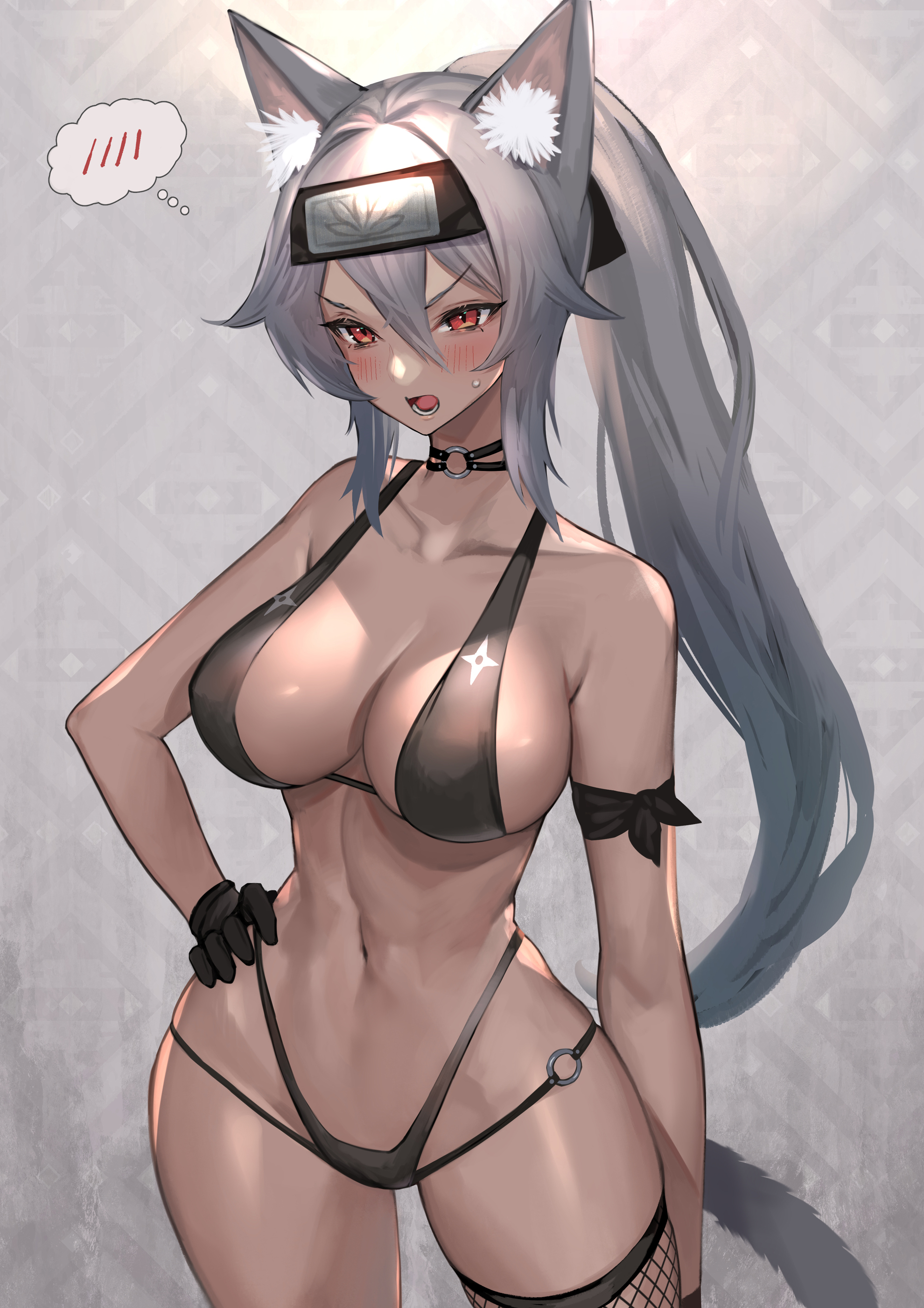 Hot neko shinobi - NSFW, Аниме, Anime Art, Original Character, Неко, Animal Ears, Сиськи, Рисованная эротика, Эротика, Длиннопост, Hitowa