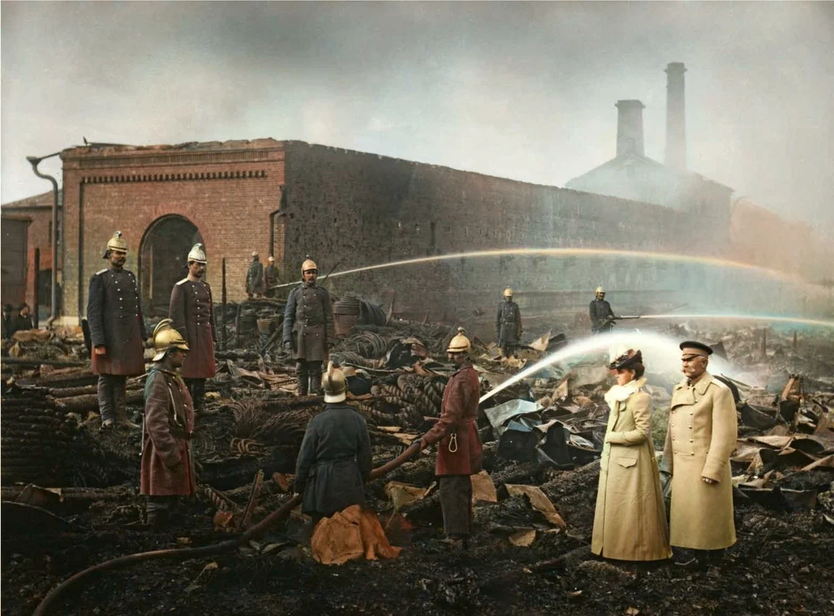 How were fires extinguished under the tsar? Fire Department of the Russian Empire - My, Colorization, Story, The photo, Firefighters, Old photo, Longpost, Saint Petersburg