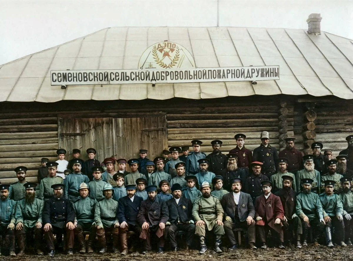 How were fires extinguished under the tsar? Fire Department of the Russian Empire - My, Colorization, Story, The photo, Firefighters, Old photo, Longpost, Saint Petersburg