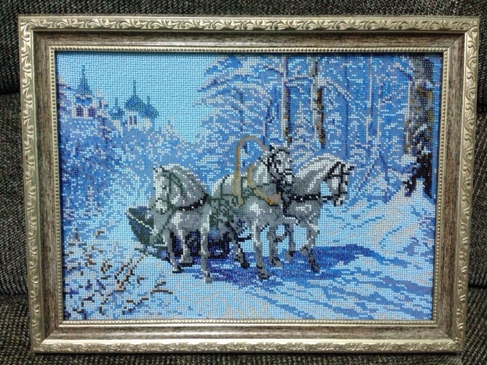 Troika - My, Beads, Beadwork, Needlework without process, Winter, The winter is coming, Painting