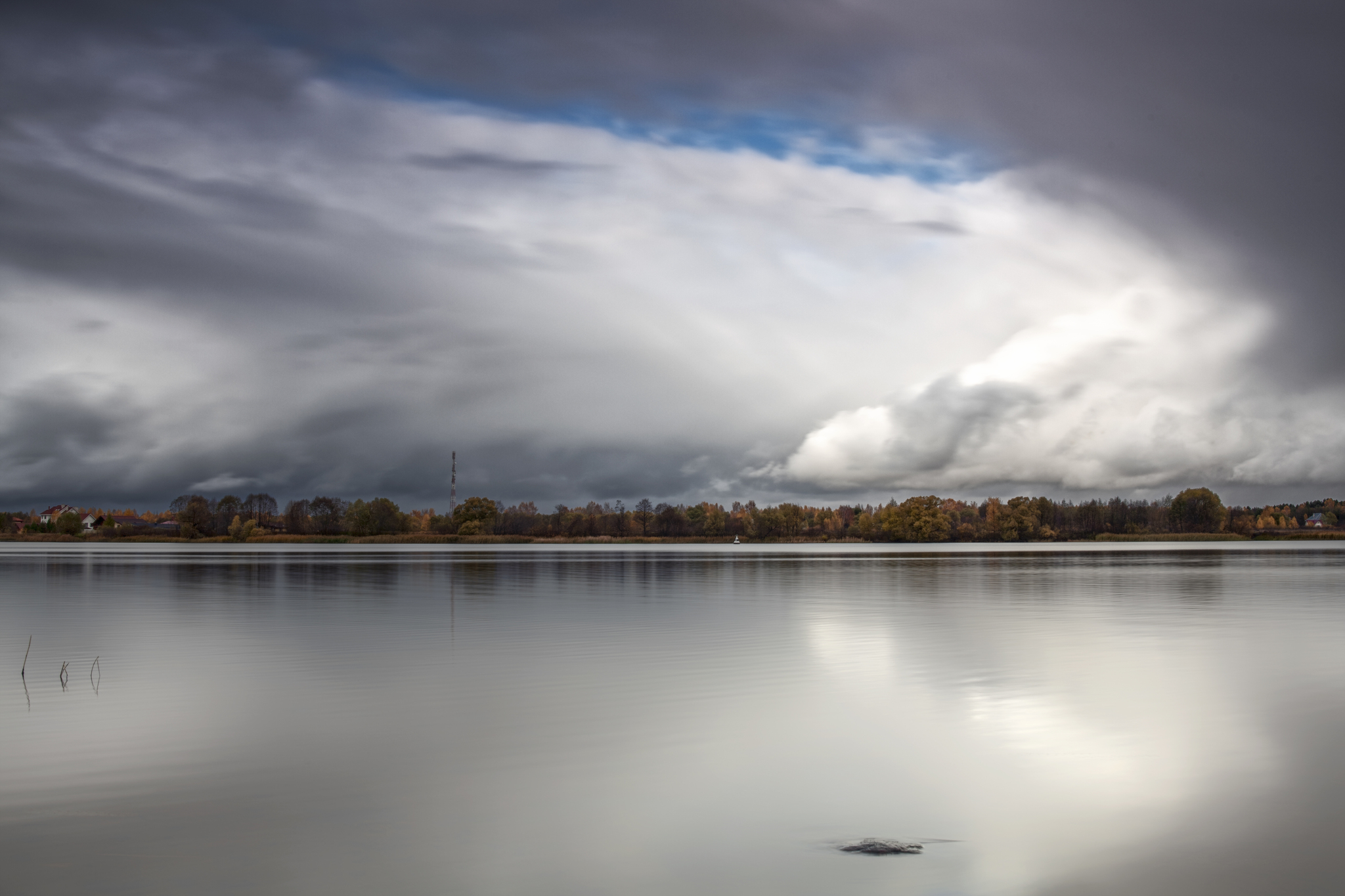 D. Aleksino, Tver region - My, The photo, Nature, Autumn, Sky, Clouds, River, Flow