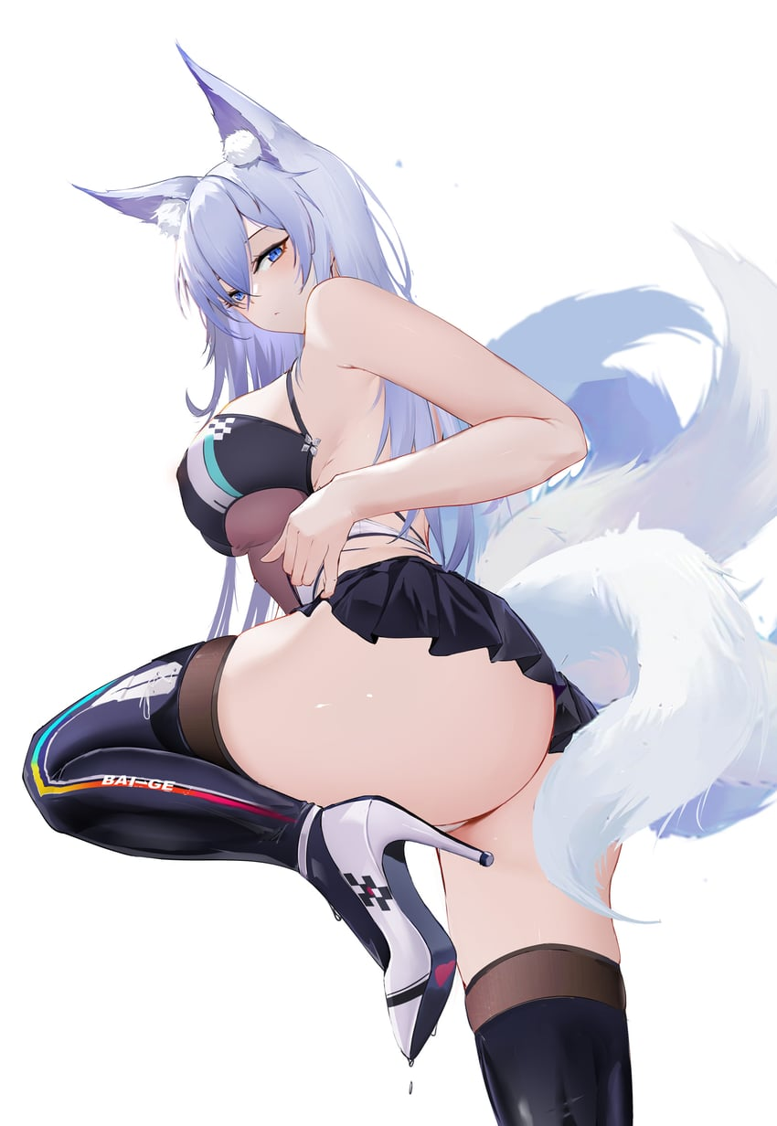 Big ears, big booba, big ass and big frogs - NSFW, Anime, Anime art, Azur lane, Shinano, Stockings, Boobs, Booty, Thighs, Animal ears, Longpost