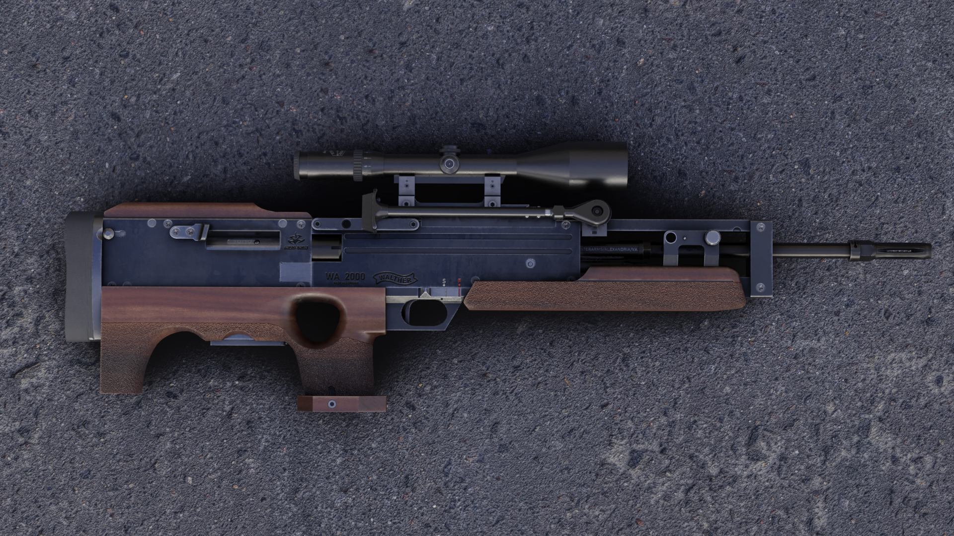 Walther WA 2000 - My, Blender, 3D modeling, Substance painter, Longpost