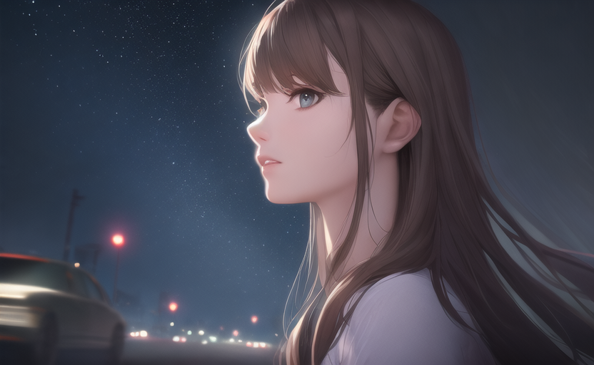 Night, road, NovelAI - My, Art, Нейронные сети, Artificial Intelligence, Novelai, Anime, 2D, Stable diffusion, Longpost, Anime art, Night, Road