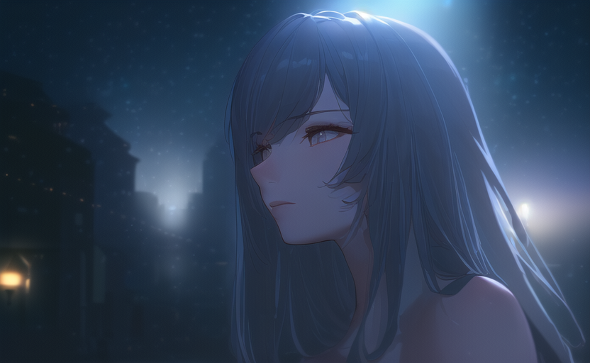 Night, road, NovelAI - My, Art, Нейронные сети, Artificial Intelligence, Novelai, Anime, 2D, Stable diffusion, Longpost, Anime art, Night, Road