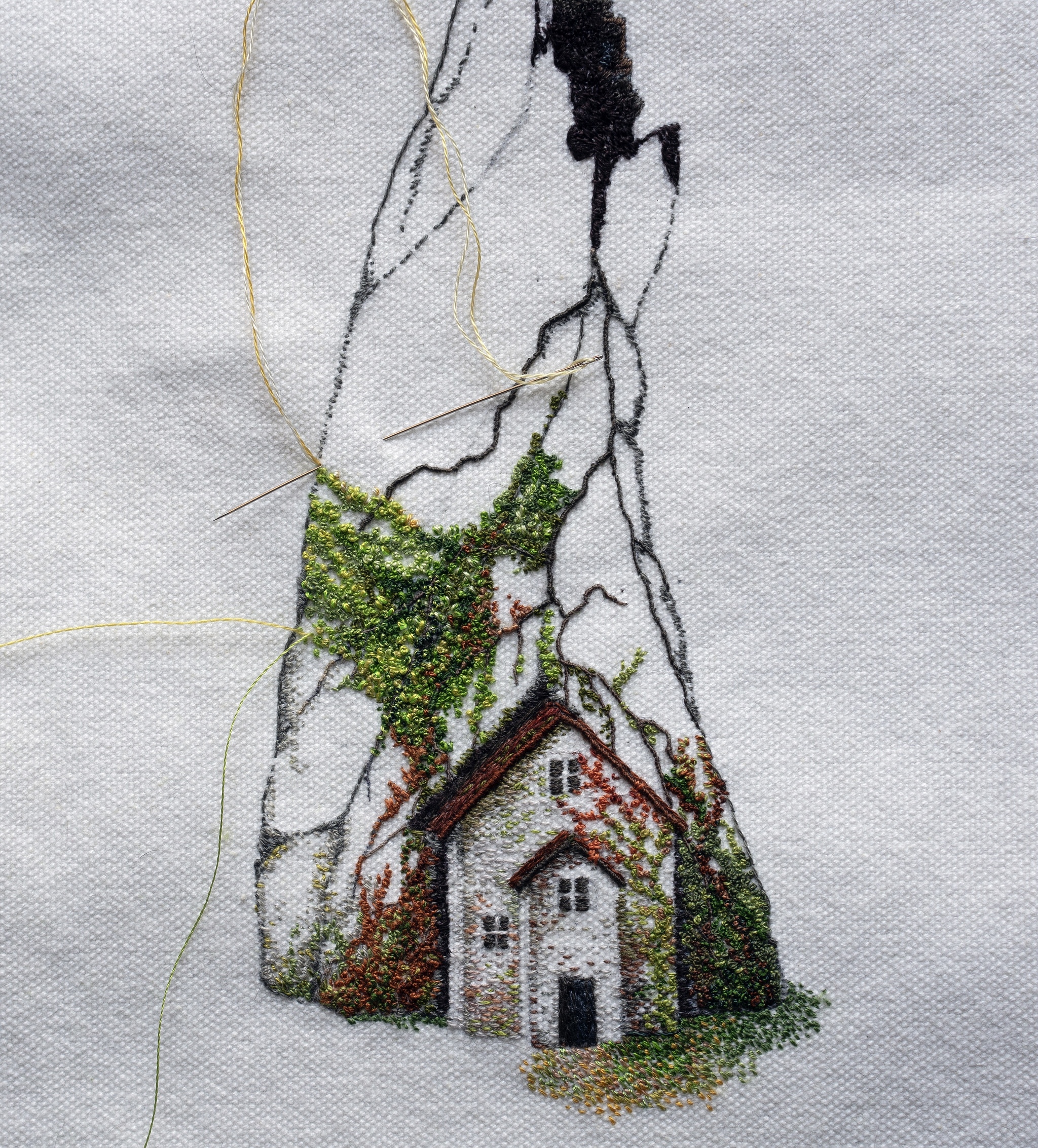 small house - My, With your own hands, Embroidery, Needlework, Painting, Longpost