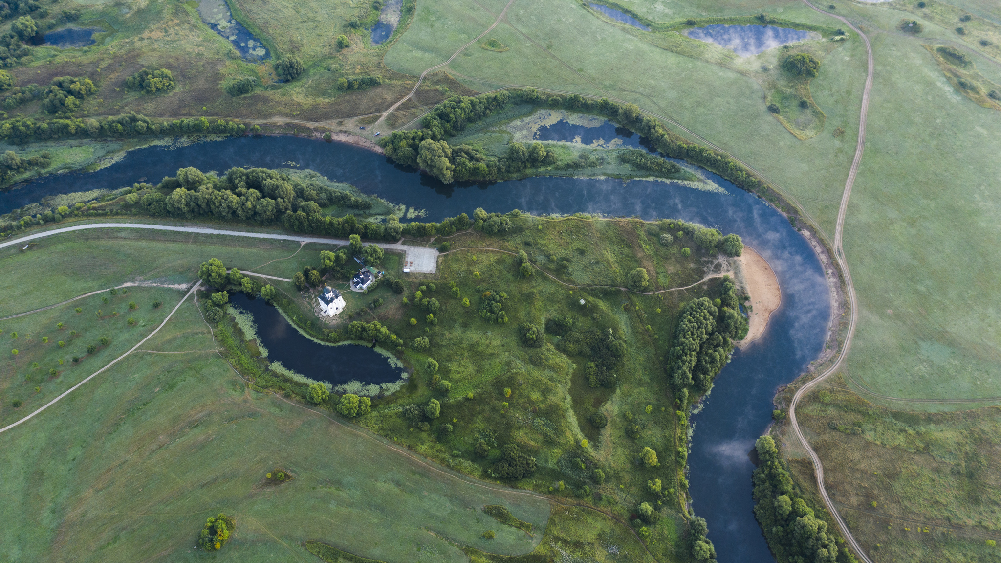 Foggy morning. Church of the Intercession on the Nerl - My, Aerial photography, Quadcopter, Drone, Morning, The photo, dawn, Fog, Church, Nature, Video, Longpost, Repeat